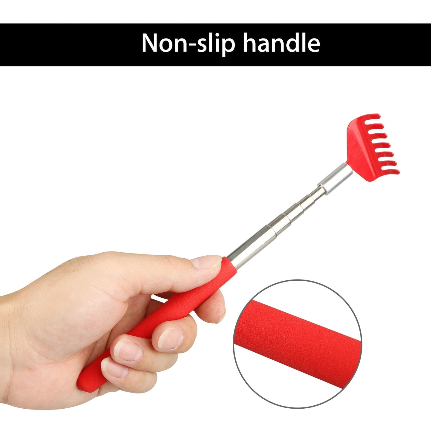GLUAAE Retractable Telescoping Back Scratchers Stainless Steel with Non Slip Handle Extends 27 Inches Assorted Colors 4-pack Blue,Yellow,Red,Green