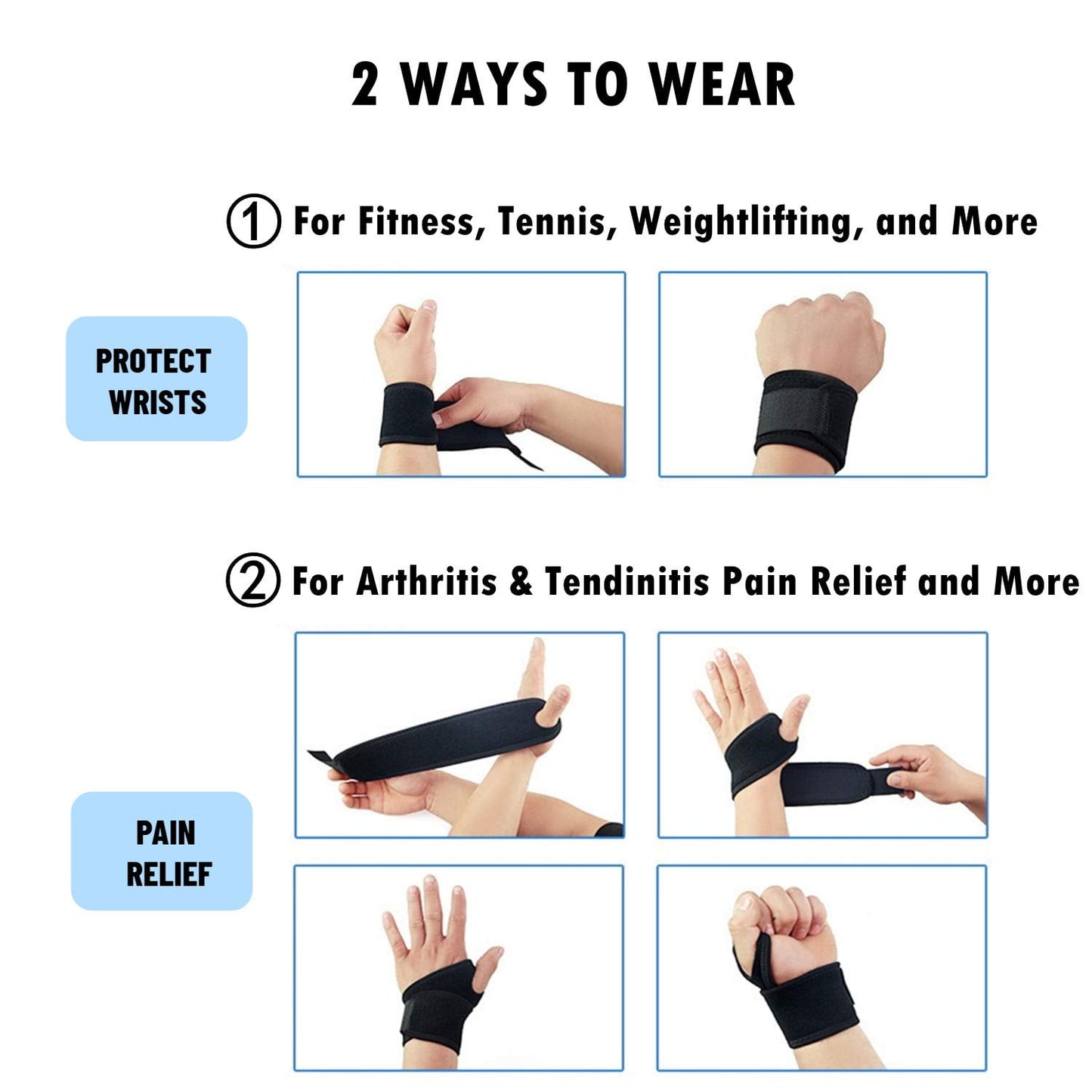 2 Pack Adjustable Sport Wrist Brace, Wrist Support, Wrist Wrap, Wrist Strap