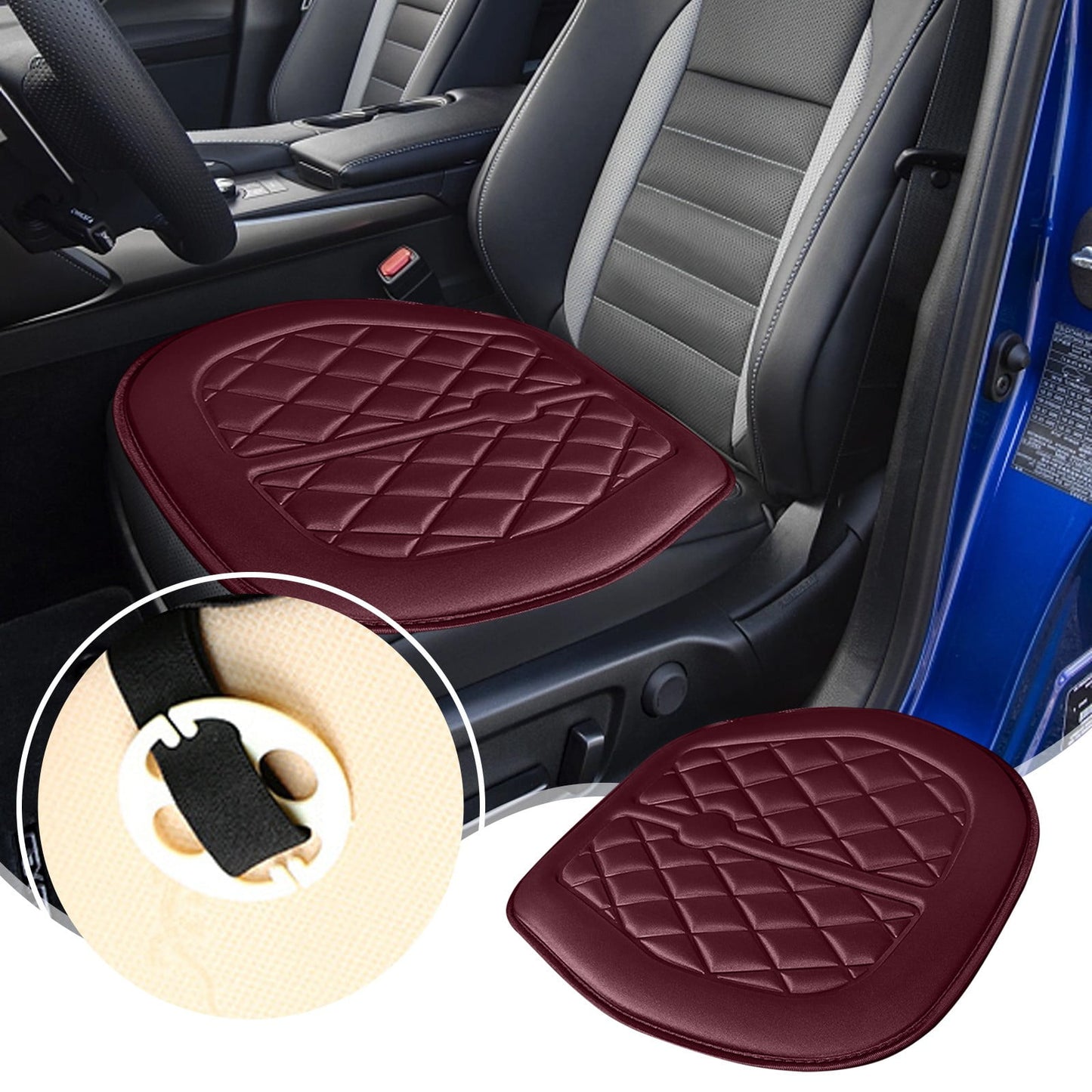 Car Seat Cushion, Driver Seat Cushion with Comfort Memory Foam & Non-Slip Rubber Bottom, Car Seat Pad Works with 95% of Vehicles and Office Chair or Home 48x48cm/18.89x18.89 inches Gray