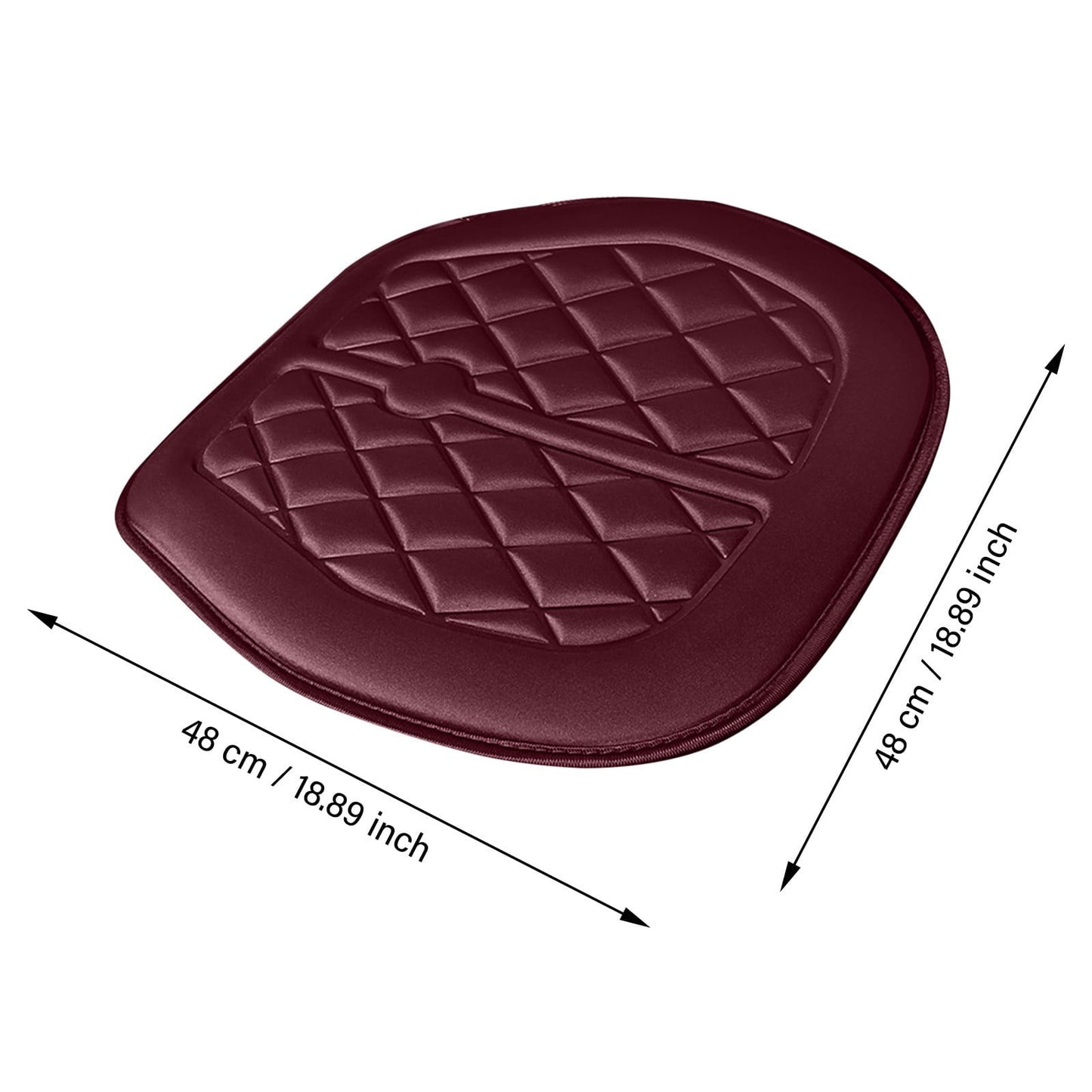 Car Seat Cushion, Driver Seat Cushion with Comfort Memory Foam & Non-Slip Rubber Bottom, Car Seat Pad Works with 95% of Vehicles and Office Chair or Home 48x48cm/18.89x18.89 inches Red
