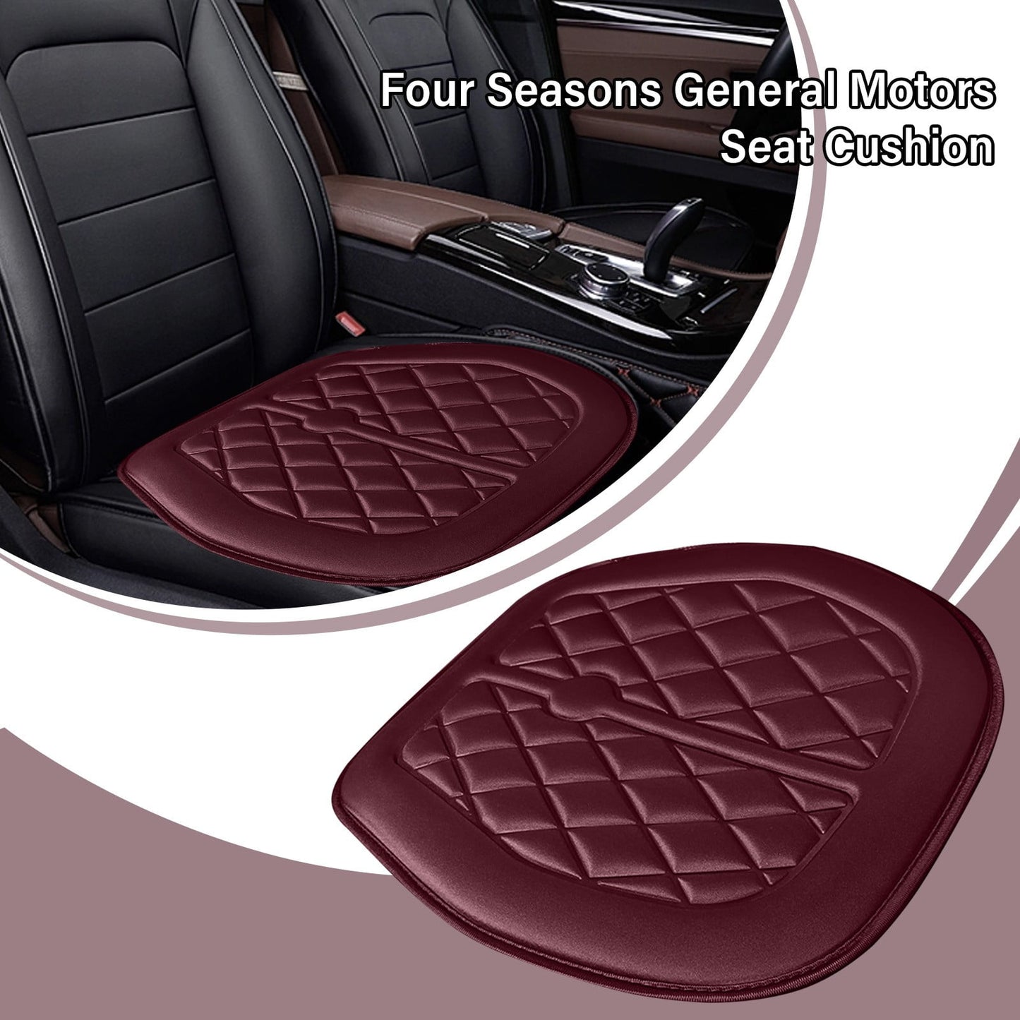 Car Seat Cushion, Driver Seat Cushion with Comfort Memory Foam & Non-Slip Rubber Bottom, Car Seat Pad Works with 95% of Vehicles and Office Chair or Home 48x48cm/18.89x18.89 inches Red