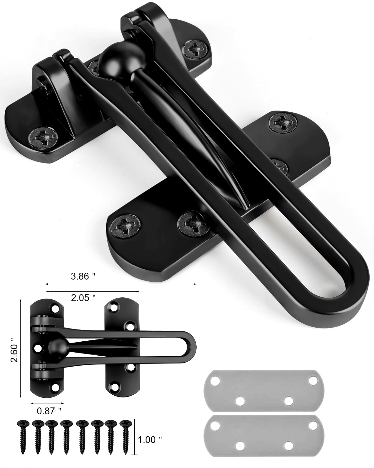 DOMETOUR Door Reinforcement Lock Latch Swing Bar Guard Front Inside Door Safety Child Proof Stopper Kids Home Hotel Apartment Thicken Solid Aluminium