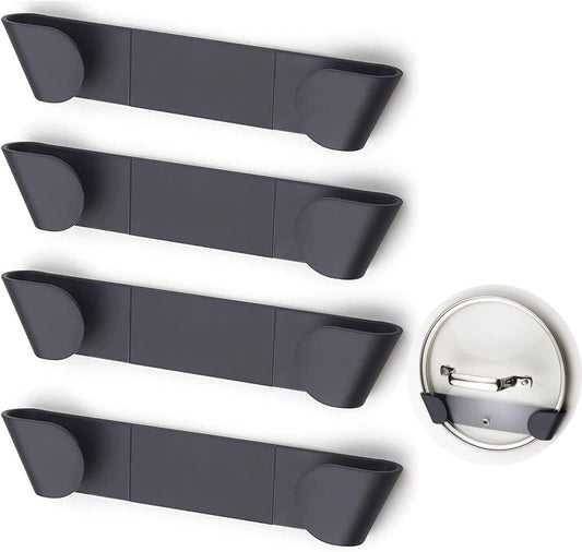 Pan Lid Holder, Pot Lid Organizer for Cabinet Door, Pan Pot Cover Holder for Kitchen, Set of 4