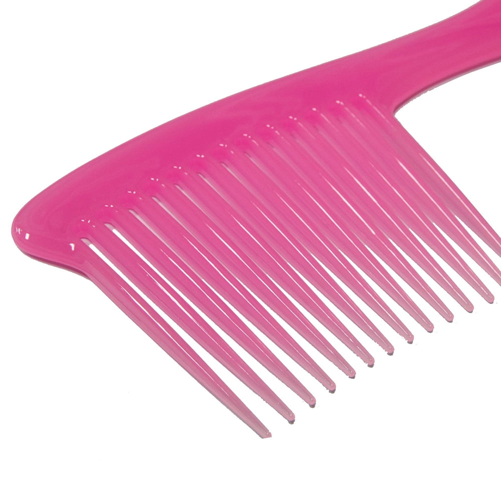 Large Wide Tooth Comb Handle Detangling Reduce Hair Loss Brush Tool (Black) Pink