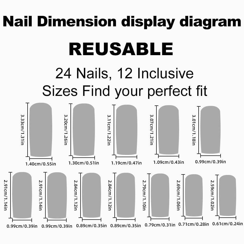 Press on Nails Long Square Shape Nails White Acrylic Nails Glossy Glue on Nails French False Nail Tips with Butterfly Charms and White Flowers Design for Women and Girls, 24Pcs style 1