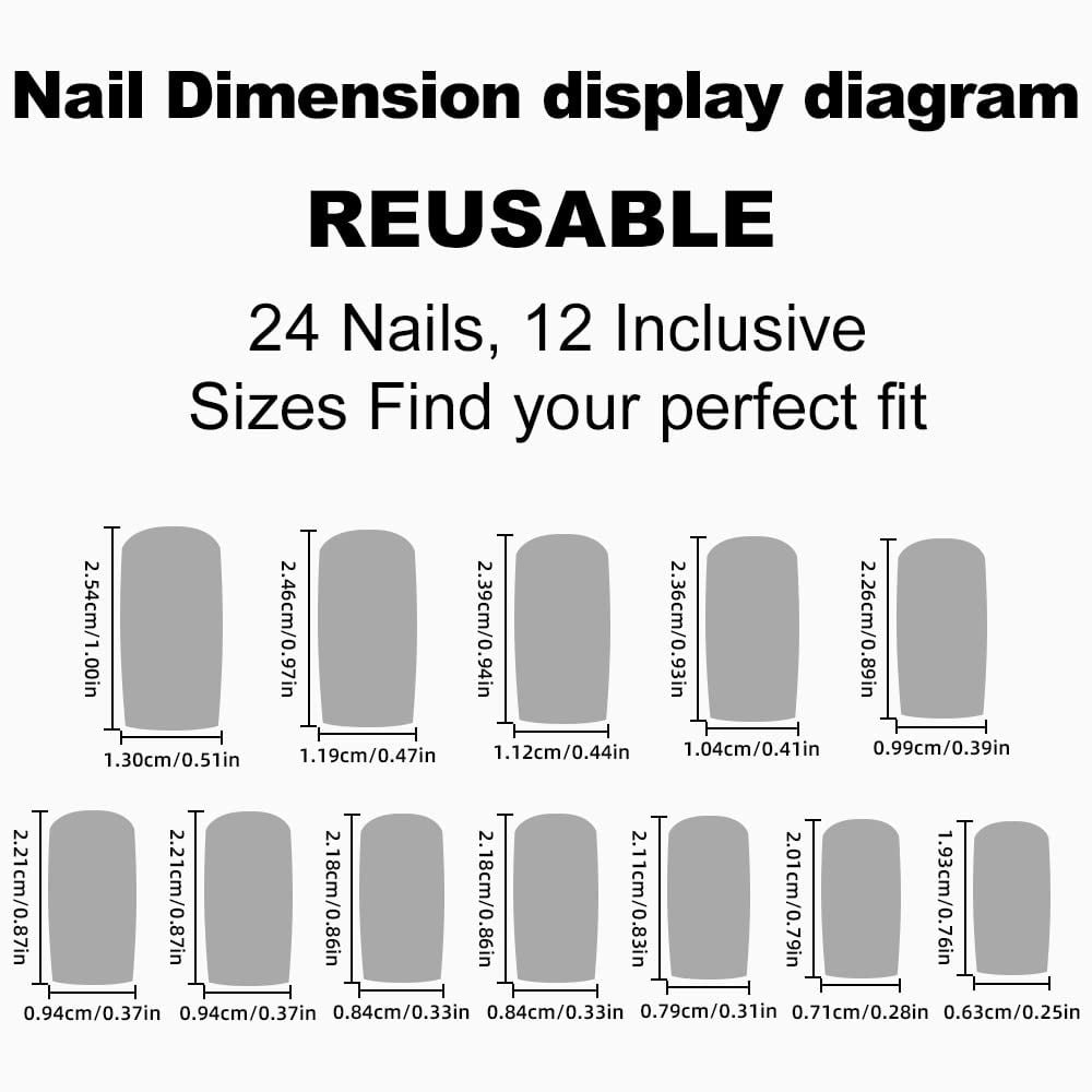 Press on Nails Long Square Shape Nails White Acrylic Nails Glossy Glue on Nails French False Nail Tips with Butterfly Charms and White Flowers Design for Women and Girls, 24Pcs style 10