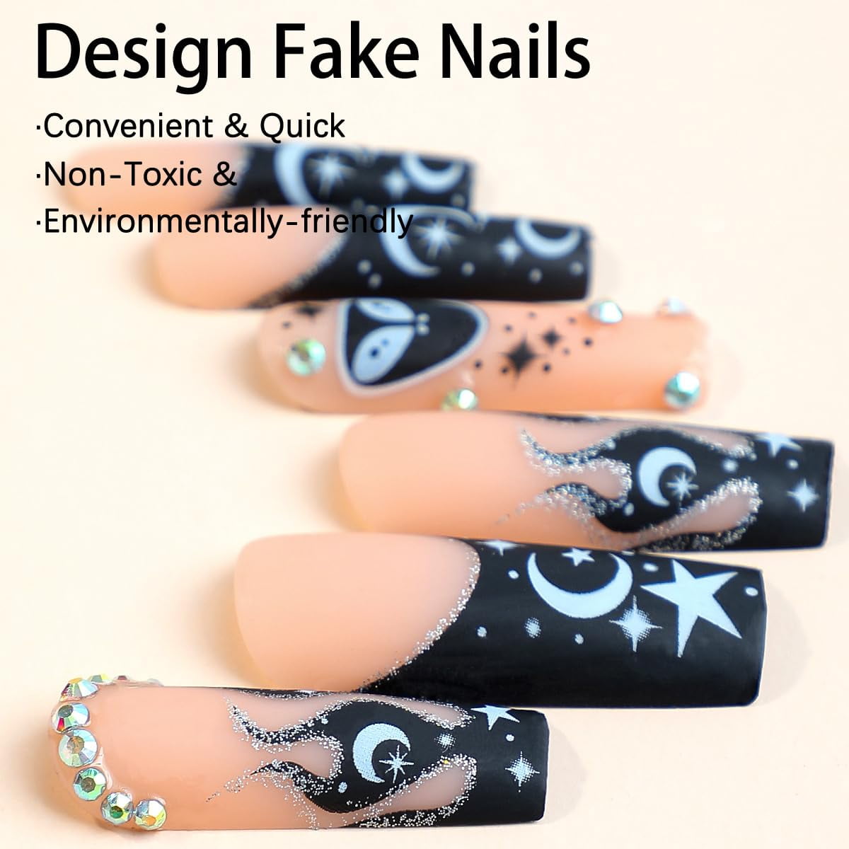 Press on Nails Long Square Shape Nails White Acrylic Nails Glossy Glue on Nails French False Nail Tips with Butterfly Charms and White Flowers Design for Women and Girls, 24Pcs style 11