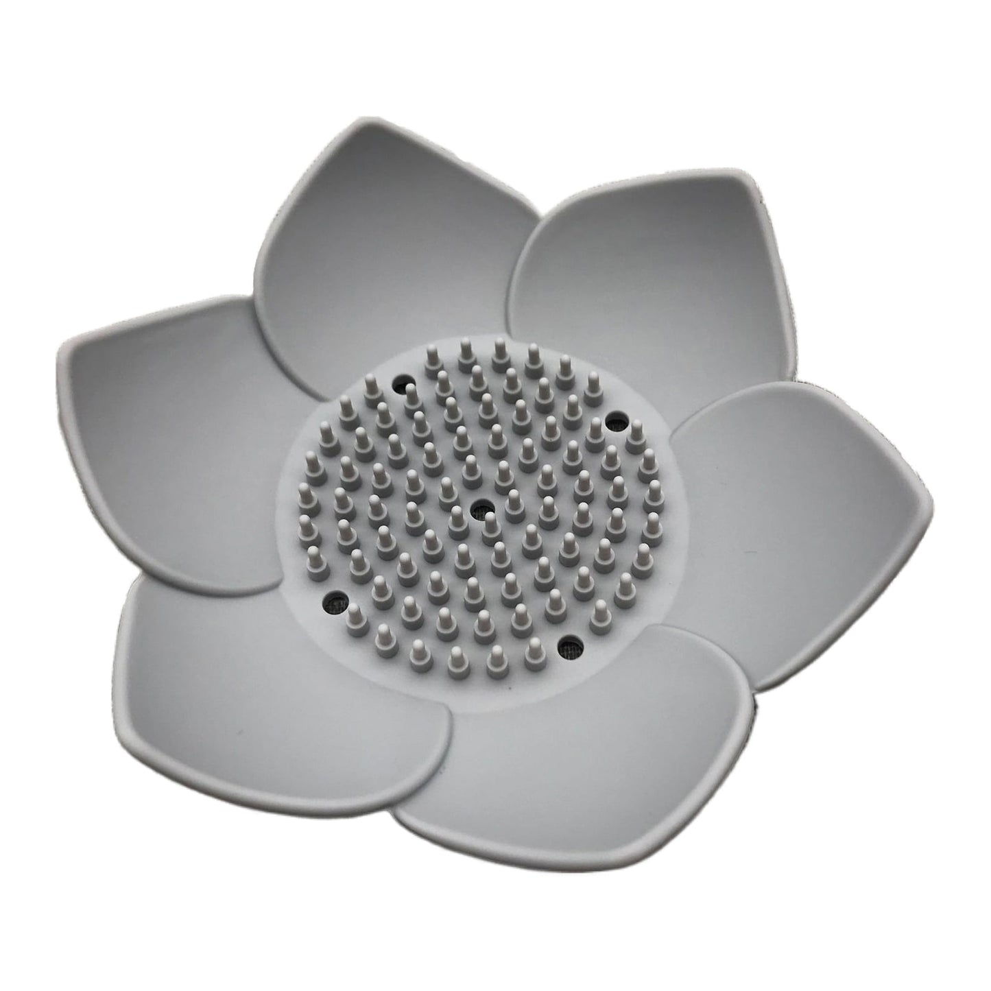Silicone Soap Dishes with Draining - Lotus Shaped Bathroom Bar Soap Holder for Shower - Soap Tray for Kitchen Sink - Floral Shape Soap Saver for Counter Bathtub(1/4 Pack) Grey