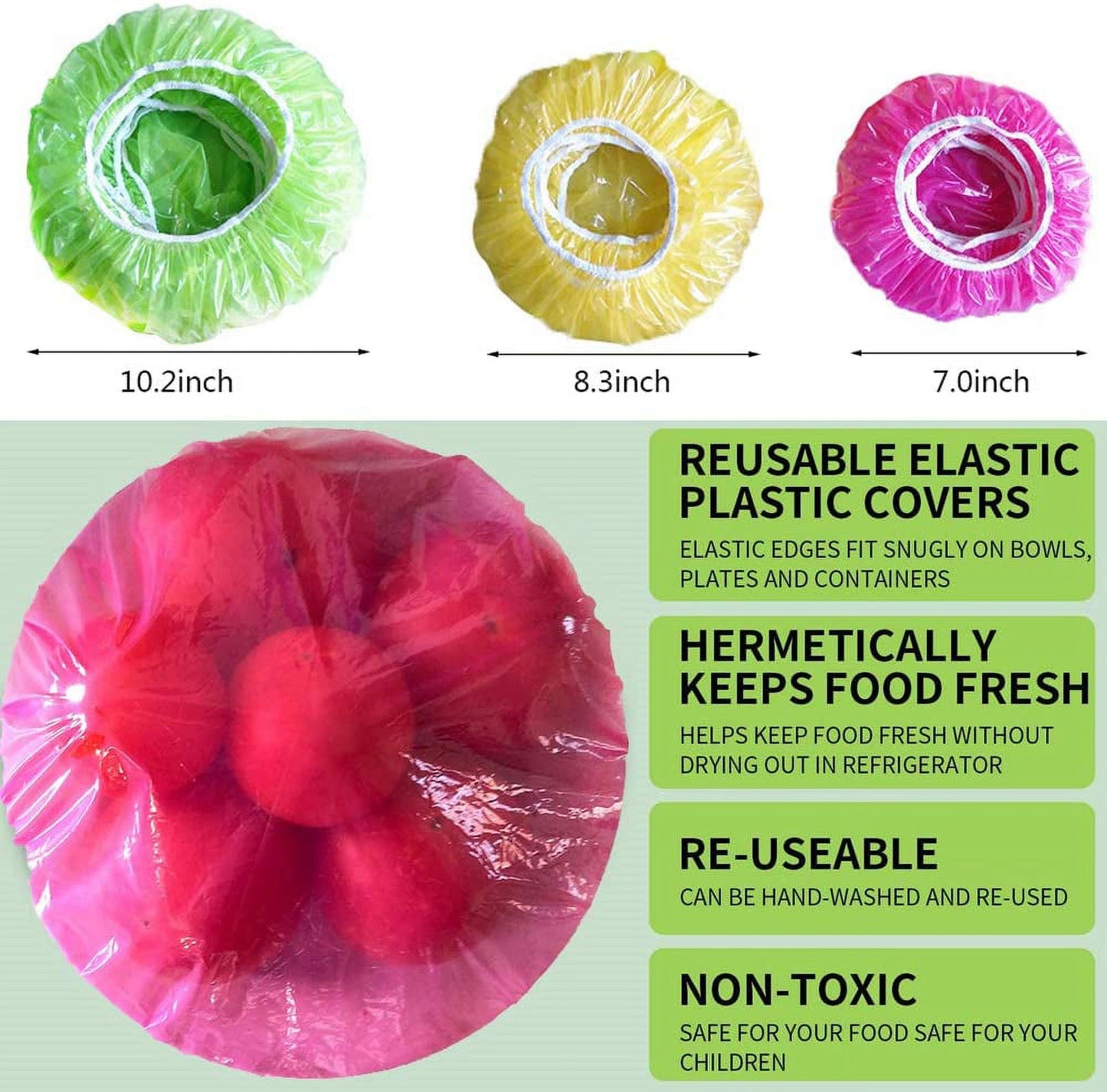Elastic Food Storage Covers Reusable Stretch Plastic Wrap Bowl Covers Elastic Alternative to Foil for Family Outdoor Picnic 3 Size (60) Other