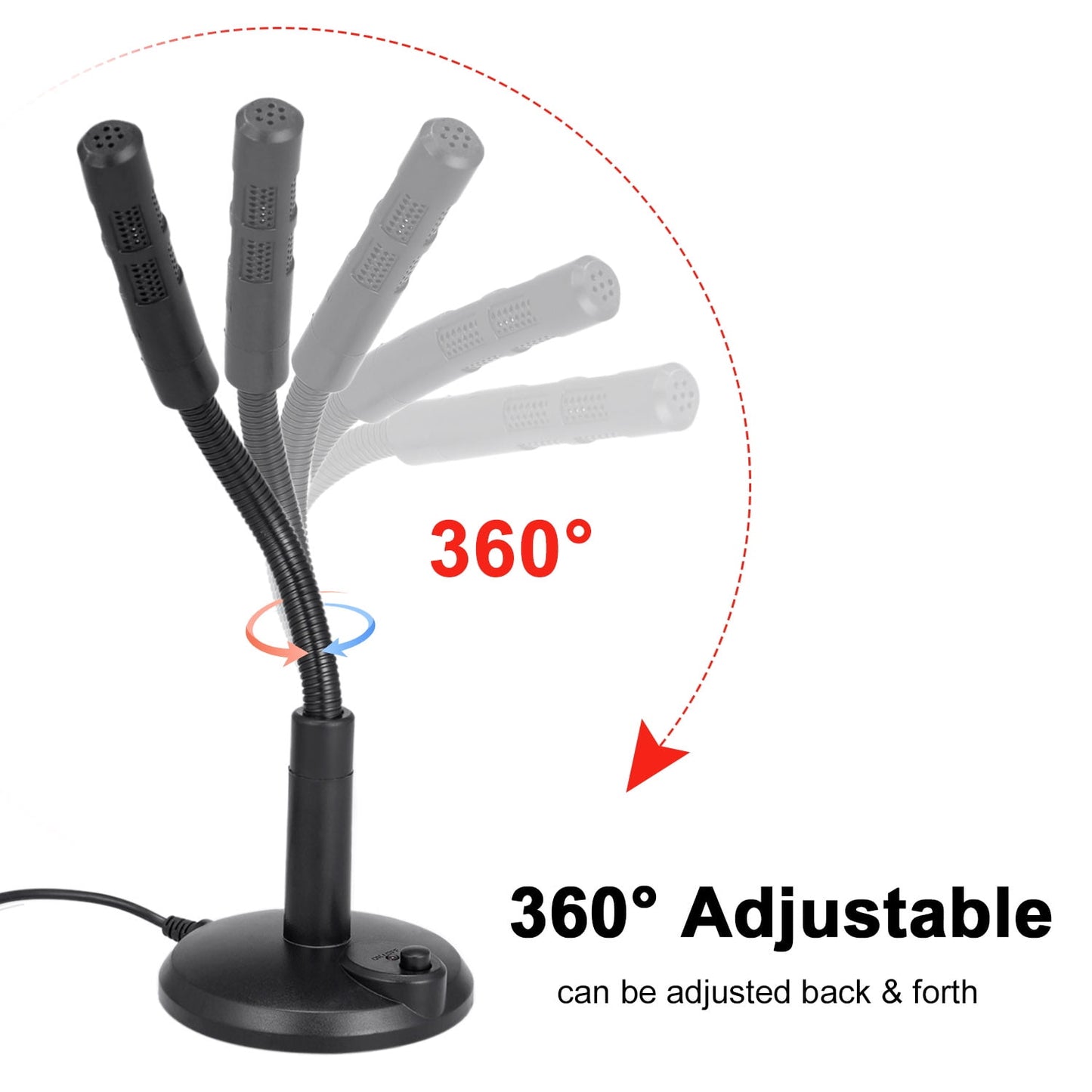 Anself USB Desktop Microphone Plug &Play PC Computer Mic for Computer Gaming Recording Chatting Singing Meeting