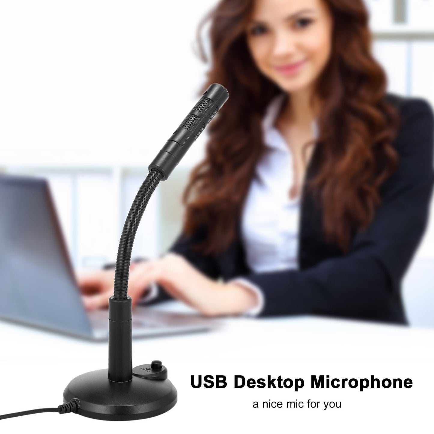 Anself USB Desktop Microphone Plug &Play PC Computer Mic for Computer Gaming Recording Chatting Singing Meeting