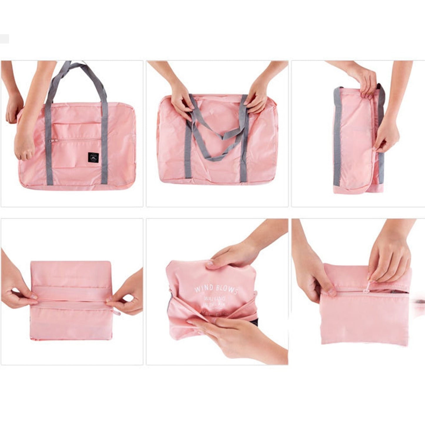 Foldable Travel Duffel Bag Tote Carry On Luggage Sport Duffle Week-ender Overnight For Women And Girls A-Pink
