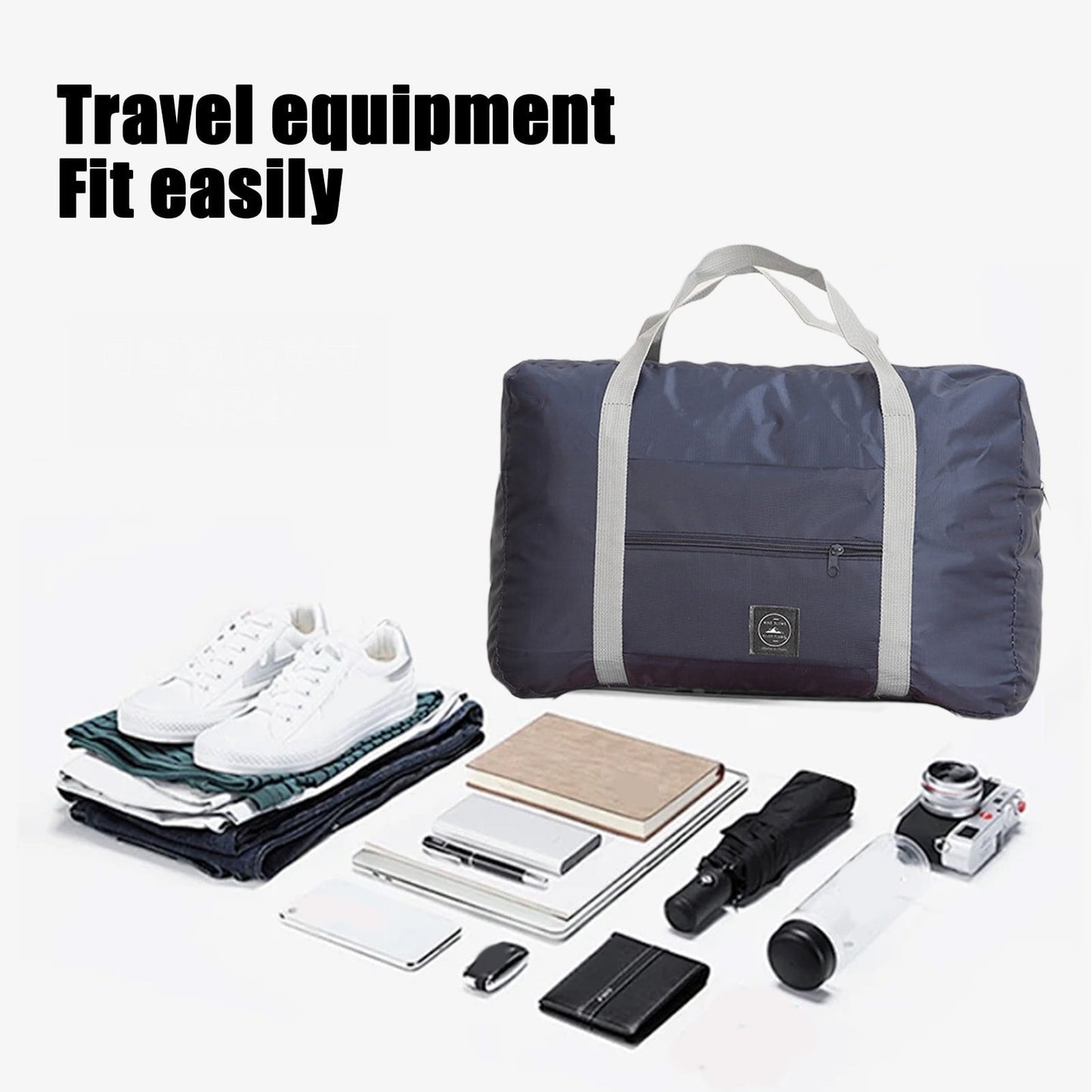 Foldable Travel Duffel Bag Tote Carry On Luggage Sport Duffle Week-ender Overnight For Women And Girls C-Navy