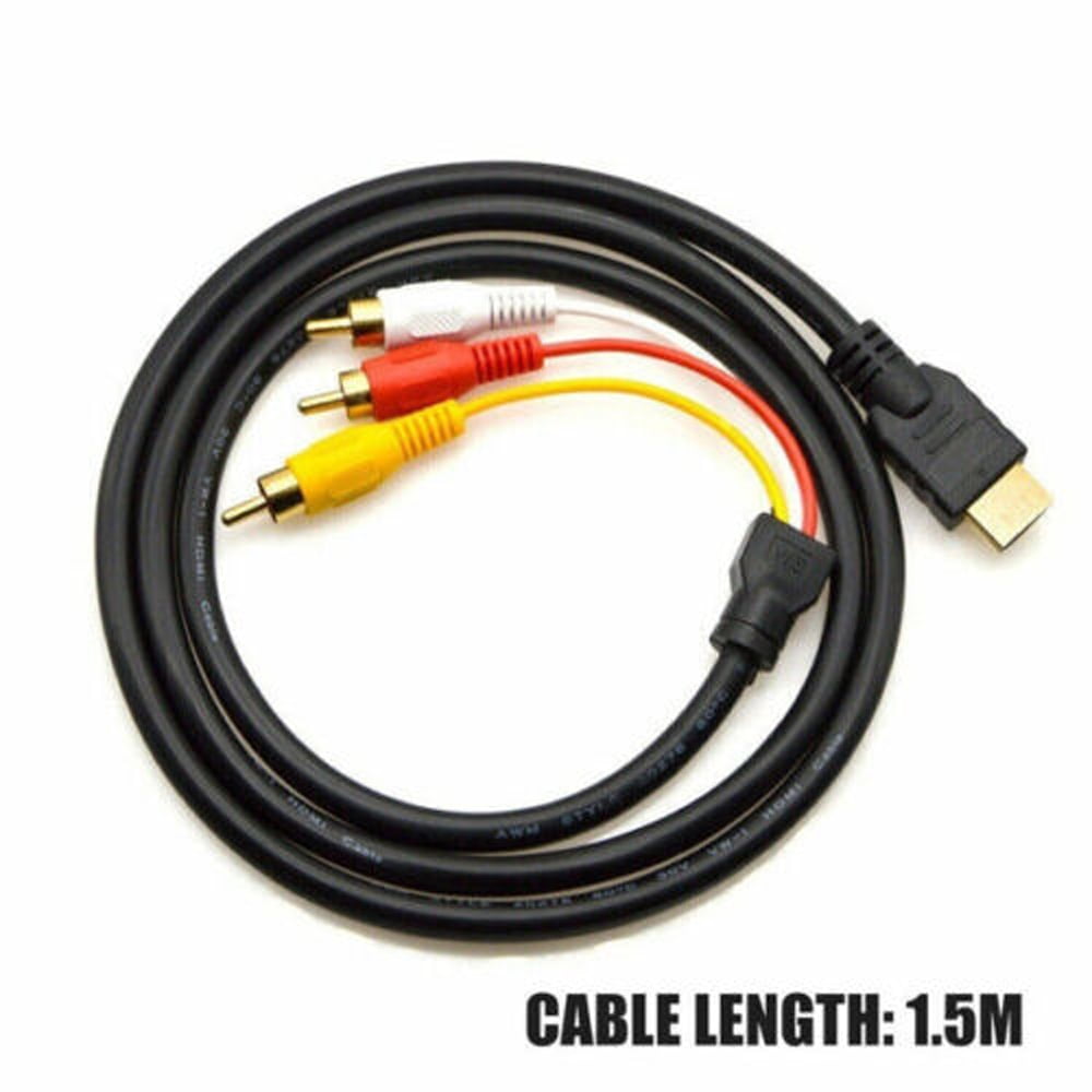 1.5m /5ft Video Cable HDMI to RCA Audio AV Adapter, Male M/M 3-RCA DVD HDMI 1080P for HDTV