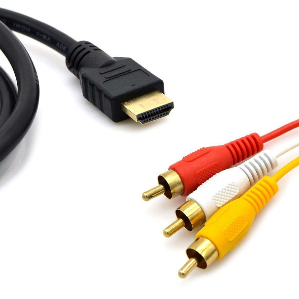 1.5m /5ft Video Cable HDMI to RCA Audio AV Adapter, Male M/M 3-RCA DVD HDMI 1080P for HDTV