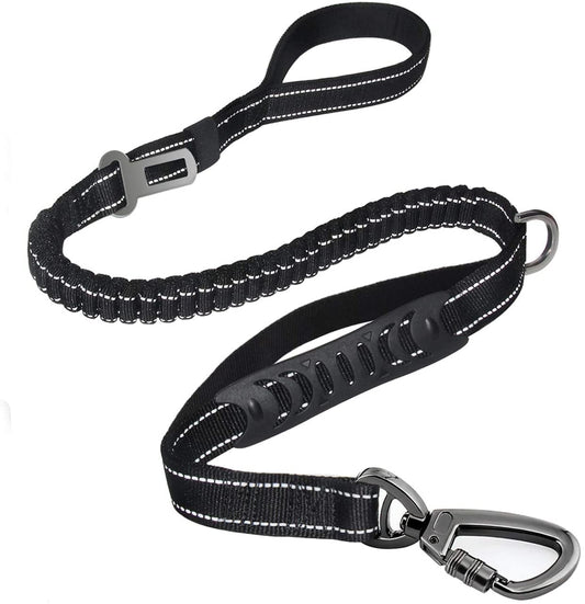 Keyohome Heavy Duty Dog Leash Especially Large Dogs Up to 150lbs, 4-6 Ft Reflective Dog Walking Training Shock Absorbing Bungee L Black