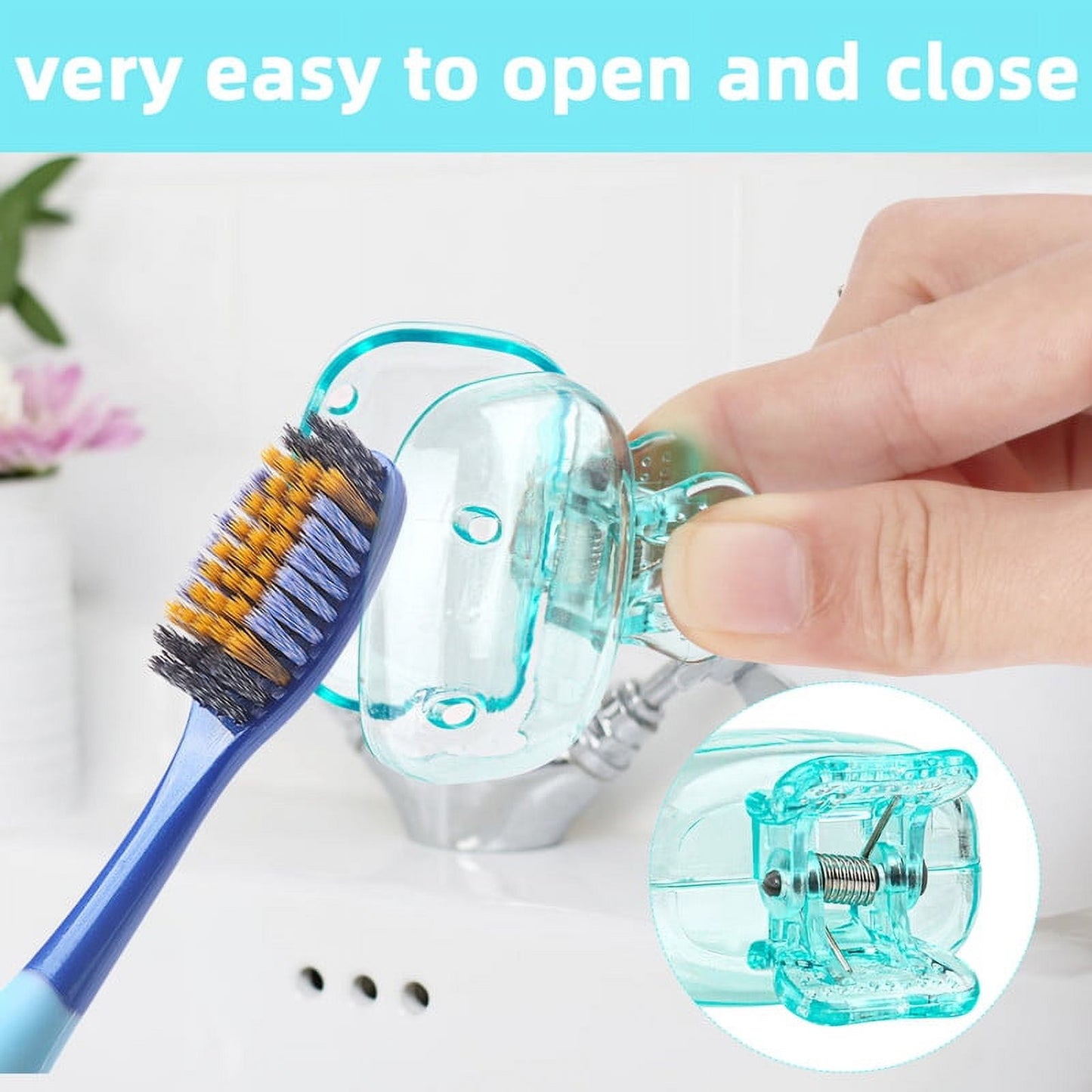 4 Pack Travel Toothbrush Head Covers Portable Toothbrush Protector Cap Brush Pod Case Protective Plastic Clip for Household Travel, Camping, Bathroom, School, Business Grey, Red, Orange, Pink
