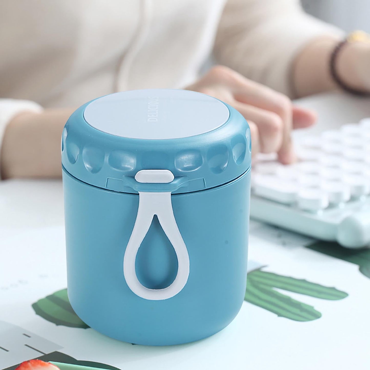 Aufmer Food Warm Thermal Leakproof Vacuum Stainless Reusable Lunch Box Light Blue◈18 OZ