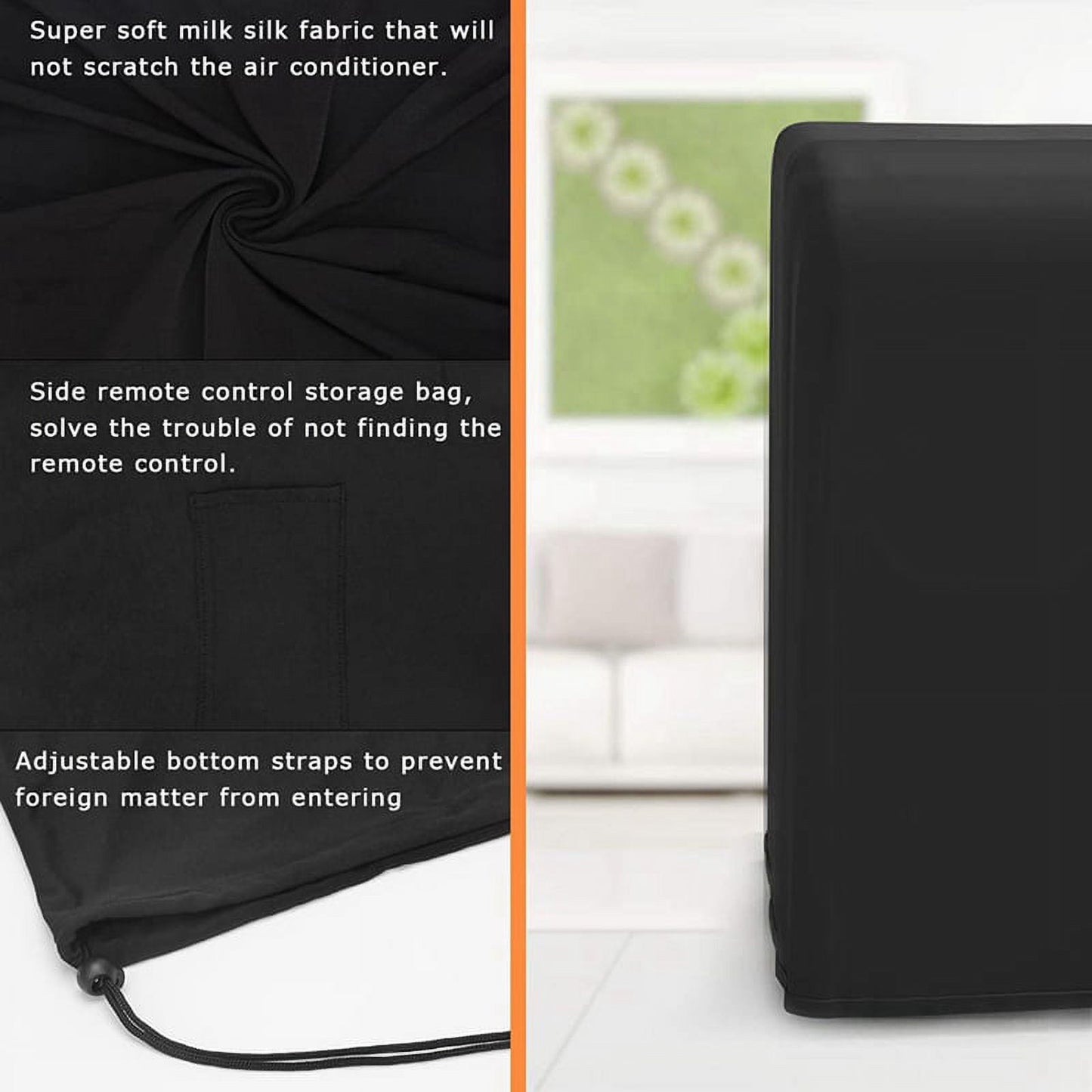 Portable Air Conditioner Cover Waterproof Matte Zipper Bag Black