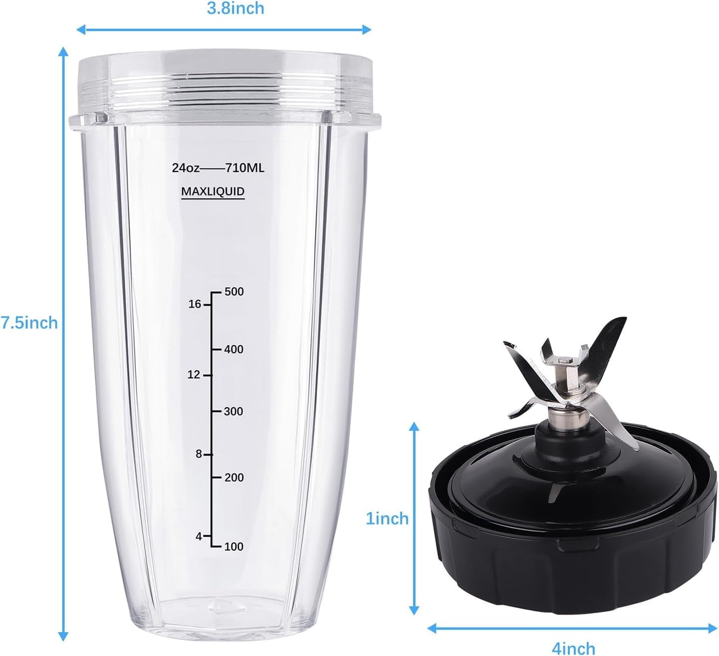 Blender Replacement Parts for Ninja, 24Oz Cup 7 Fins Extractor Blade, for Nutri Ninja Auto IQ BN801 SS101 BL480-30 BL641