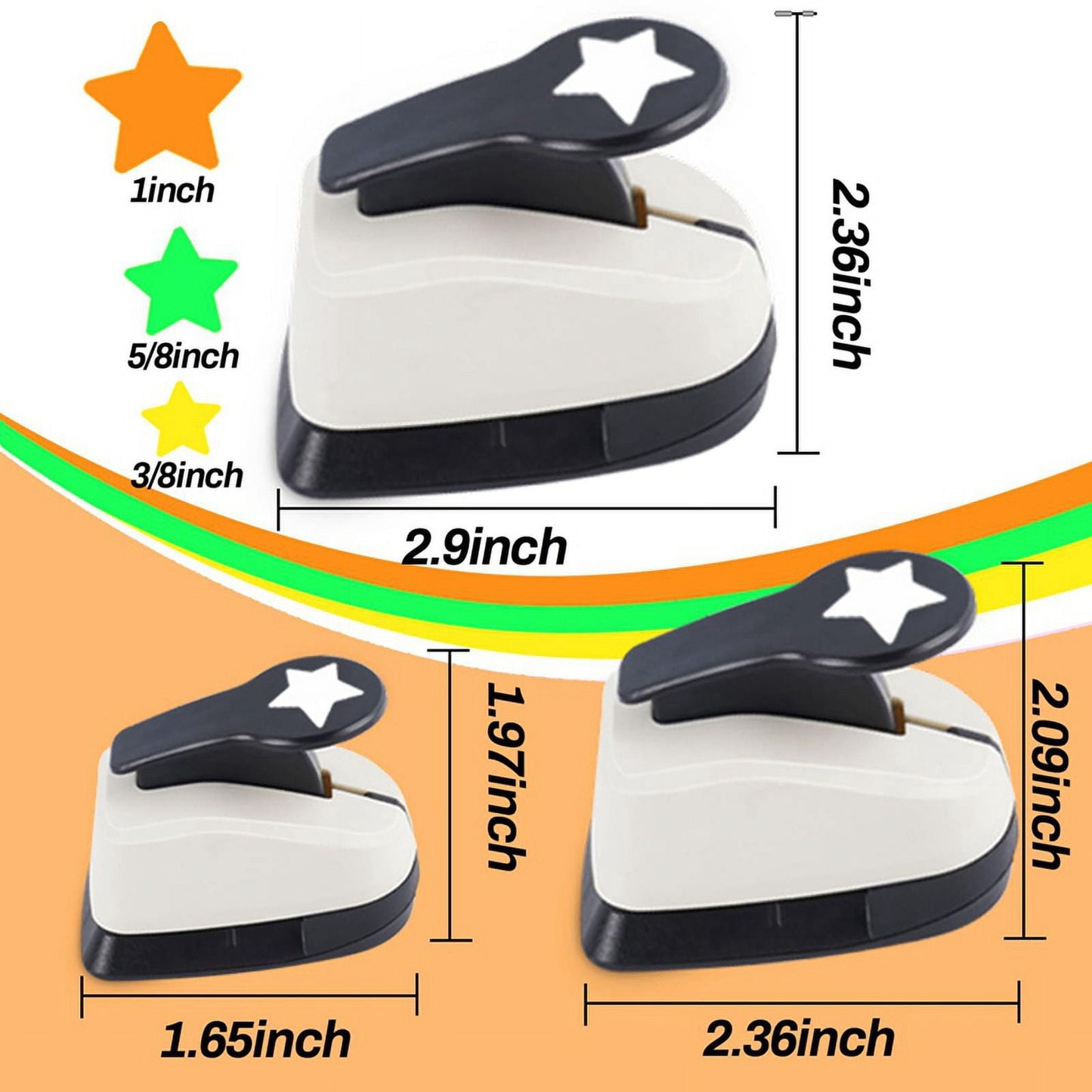 3Pcs Star Hole Punch, Star Punch, Star Paper Punch, Star Hole Puncher, Star Puncher for Crafts, Paper Punch for Crafting