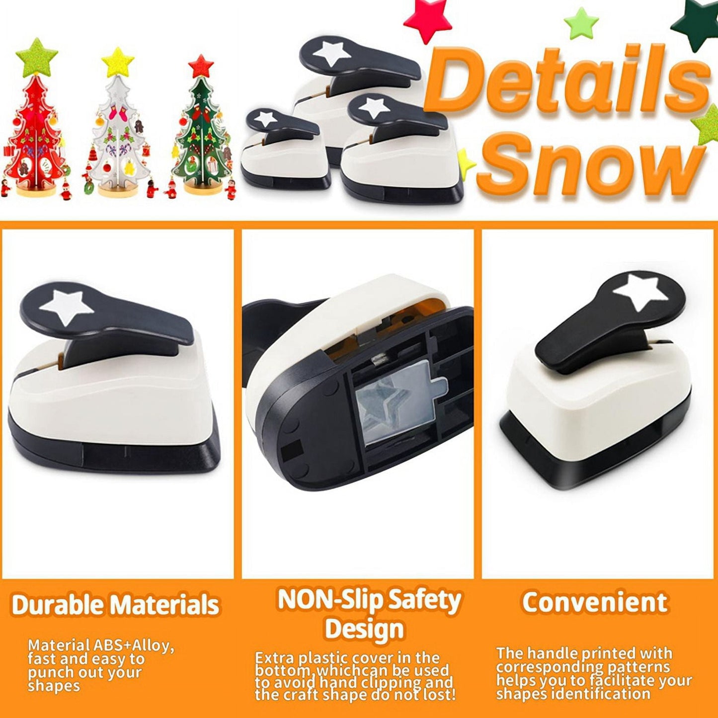3Pcs Star Hole Punch, Star Punch, Star Paper Punch, Star Hole Puncher, Star Puncher for Crafts, Paper Punch for Crafting