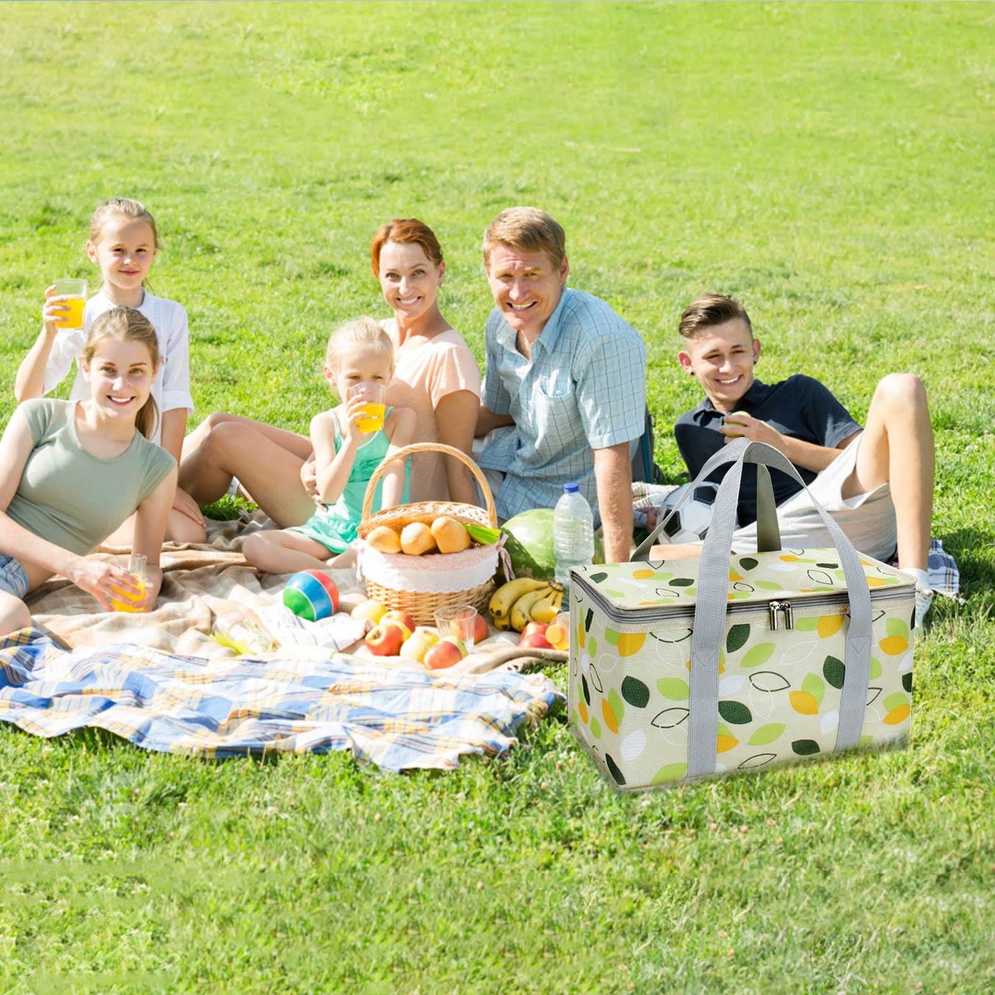 Potrochi Green Insulated Collapsible Cooler Bag for Groceries and Picnics Green