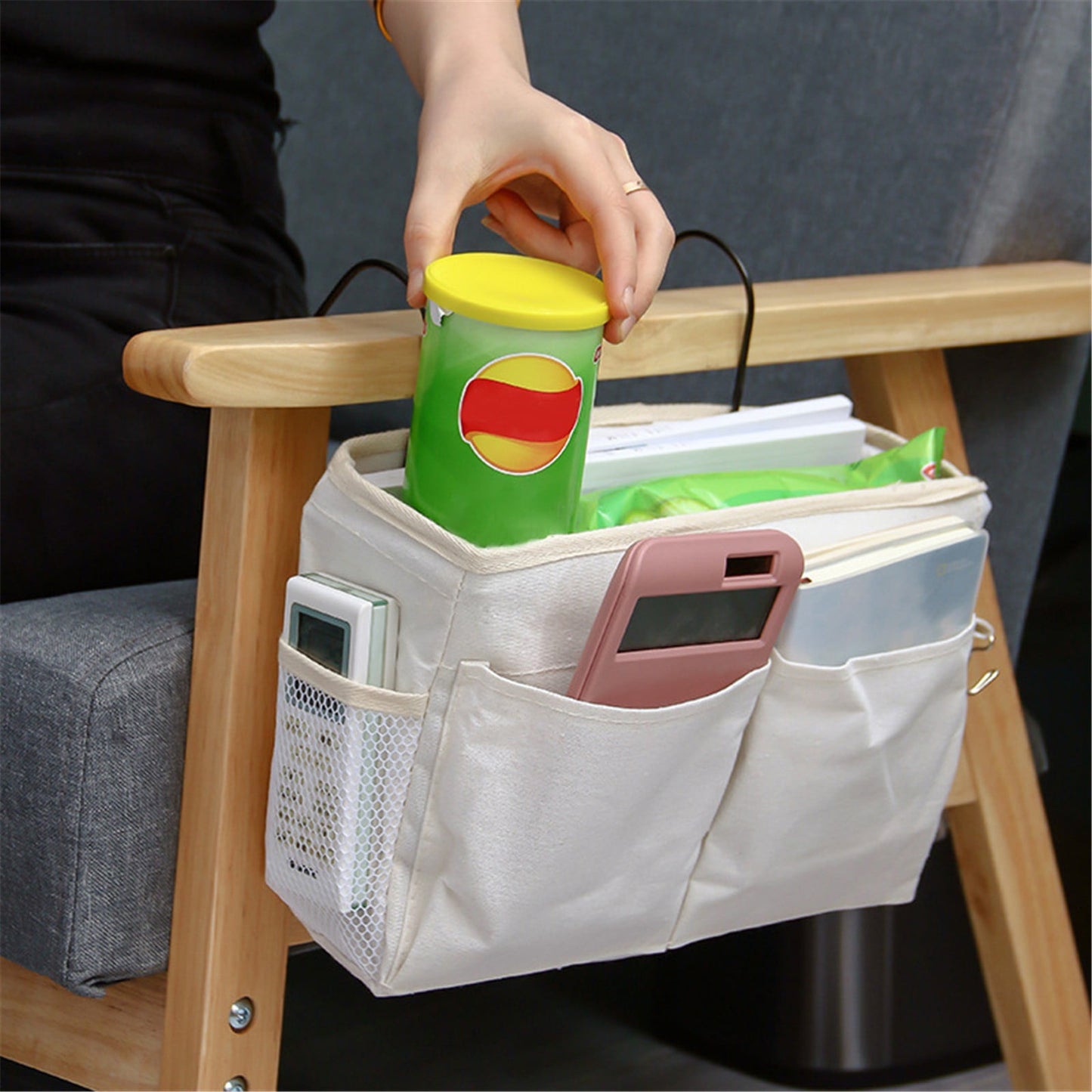 Jierger Bedside Caddy Hanging Bed Organizer Storage Bag Pocket for Bunk and Hospital Beds, College Dorm Rooms Baby Bed Rails, Camp 4 Pockets One Size B