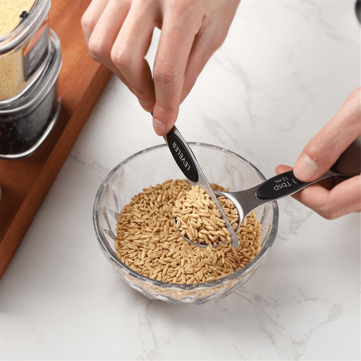 16Pc Magnetic Stainless Steel Measuring Cups & Spoons Set, 7 Heavy Duty Cups,8 Double Sided Spoons with Leveler Black 16PCS