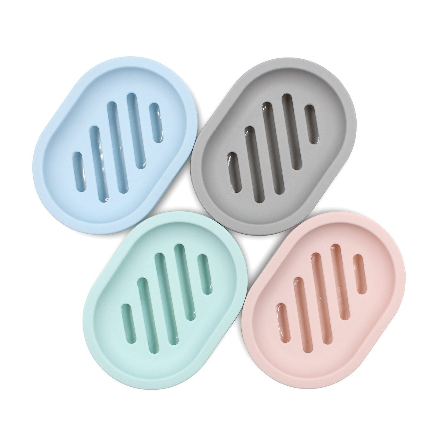 2-Pack Soap Dish with Drain, Soap Holder, Soap Saver, Easy Cleaning, Dry, Stop Mushy Soap (Gray) Gray