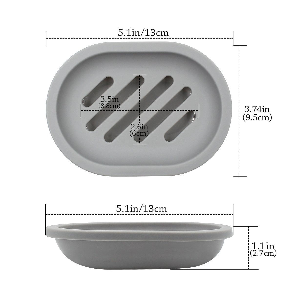 2-Pack Soap Dish with Drain, Soap Holder, Soap Saver, Easy Cleaning, Dry, Stop Mushy Soap (Gray) Gray