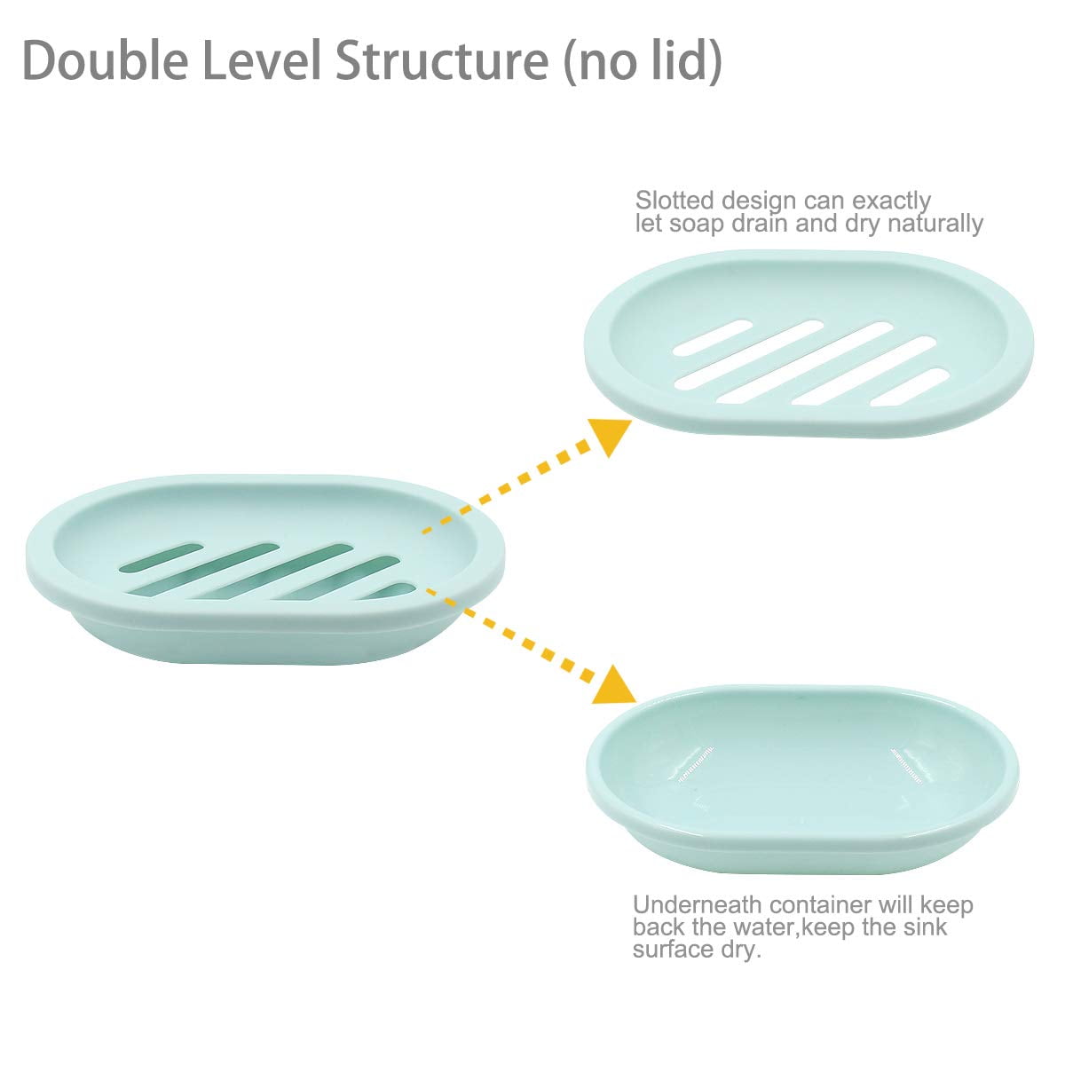 2-Pack Soap Dish with Drain, Soap Holder, Soap Saver, Easy Cleaning, Dry, Stop Mushy Soap (Gray) Green