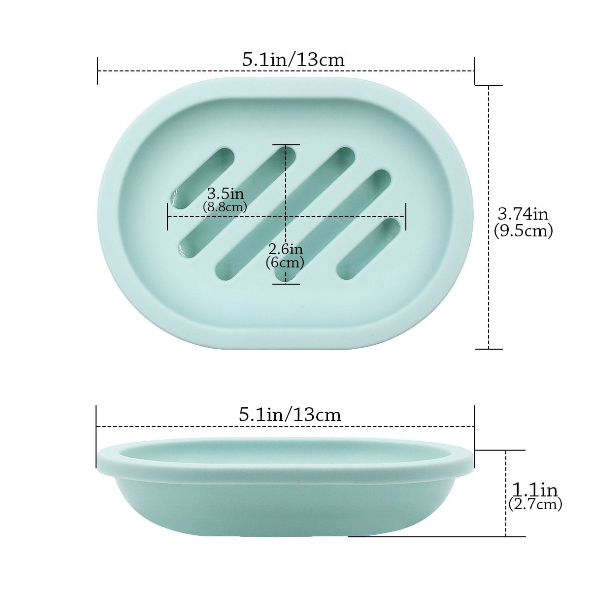 2-Pack Soap Dish with Drain, Soap Holder, Soap Saver, Easy Cleaning, Dry, Stop Mushy Soap (Gray) Green