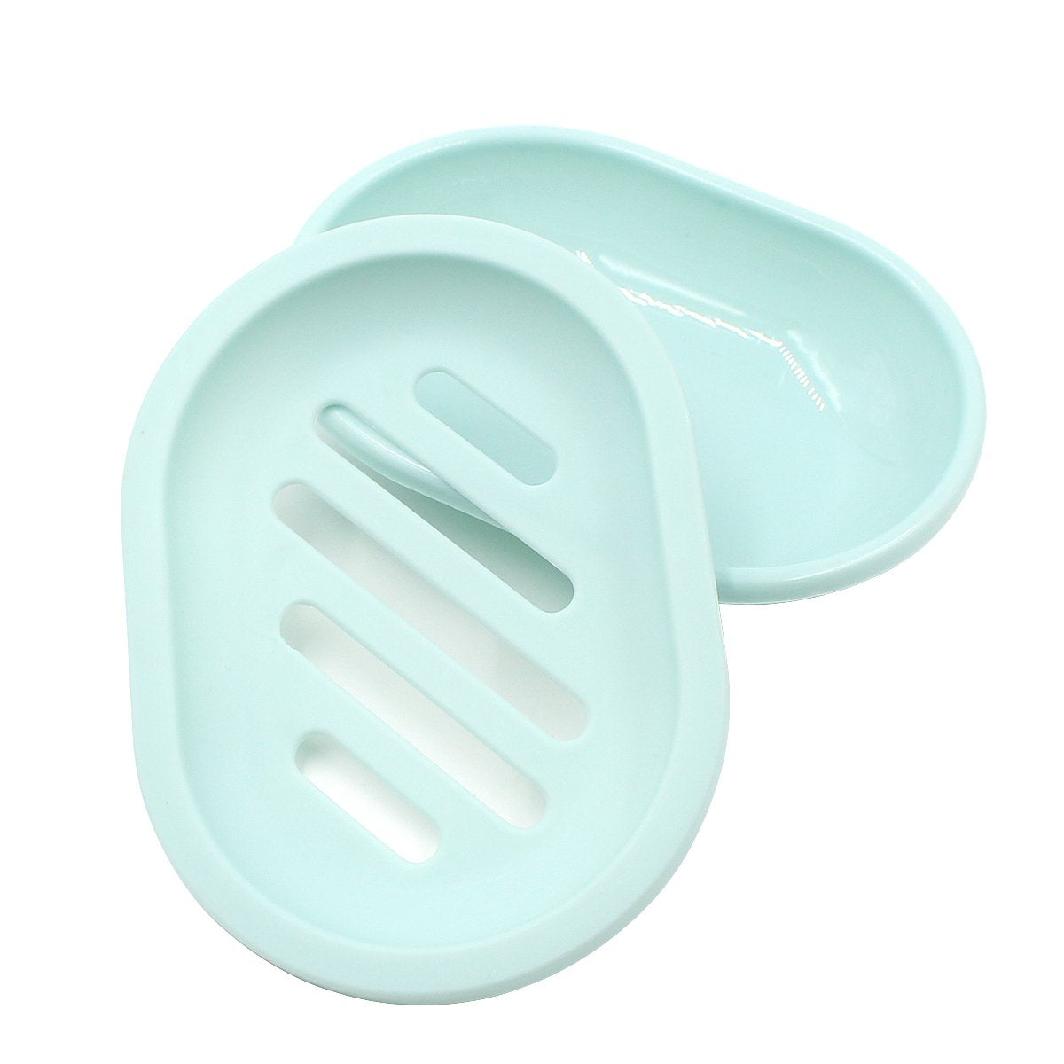 2-Pack Soap Dish with Drain, Soap Holder, Soap Saver, Easy Cleaning, Dry, Stop Mushy Soap (Gray) Green