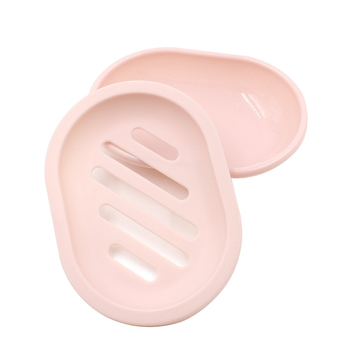2-Pack Soap Dish with Drain, Soap Holder, Soap Saver, Easy Cleaning, Dry, Stop Mushy Soap (Gray) Pink
