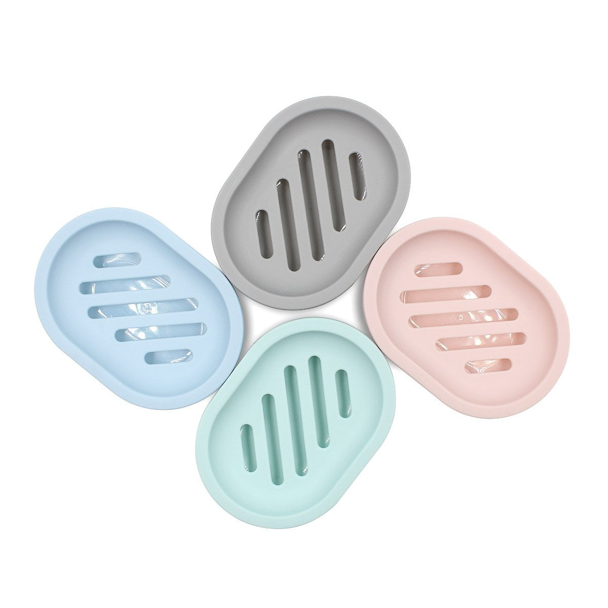 2-Pack Soap Dish with Drain, Soap Holder, Soap Saver, Easy Cleaning, Dry, Stop Mushy Soap (Gray) Pink