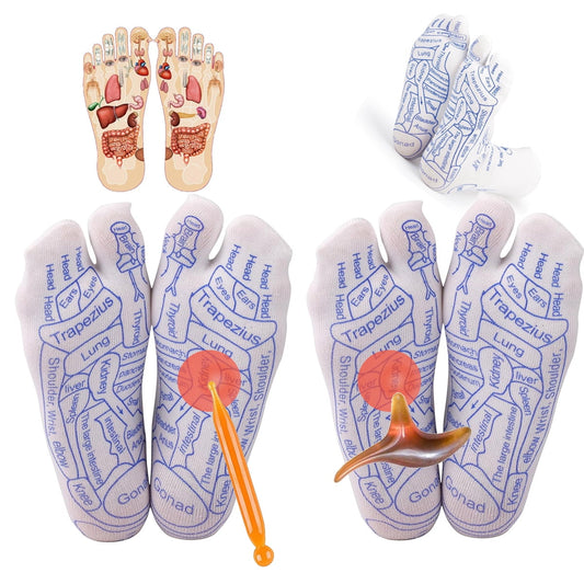 2 Pairs Reflexology Socks with Trigger Point Massage Tool, Foot Acupressure Reflexologh Socks with Massage Socks Tools ,Relief Remedy for Foot Massage(Women,2Pair) women