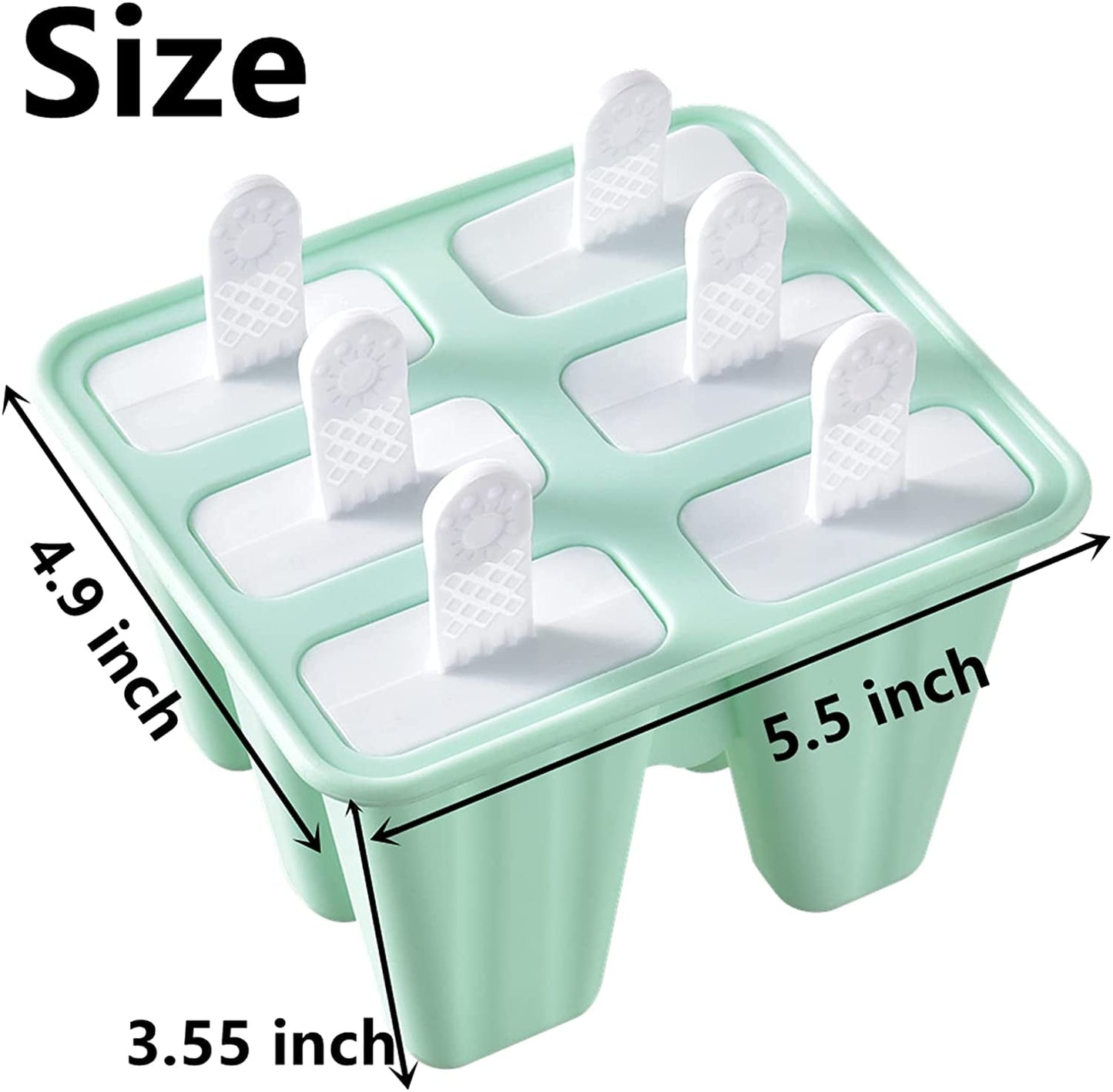 Silicone Ice Pop Molds 6-Well Easy Release, BPA Free Silicone Ice Cream Mold Green
