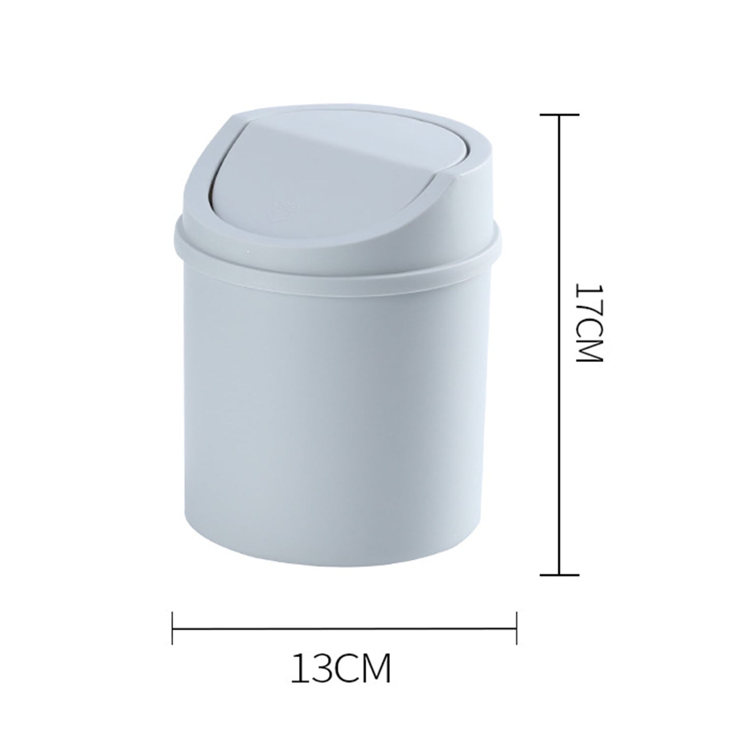 Walbest Desktop Mini Cute Trash Can with Swing Lid, Space Saving PP Plastic Cylindrical Tiny Garbage Can, Size: 6.69" x 5.12 Beige