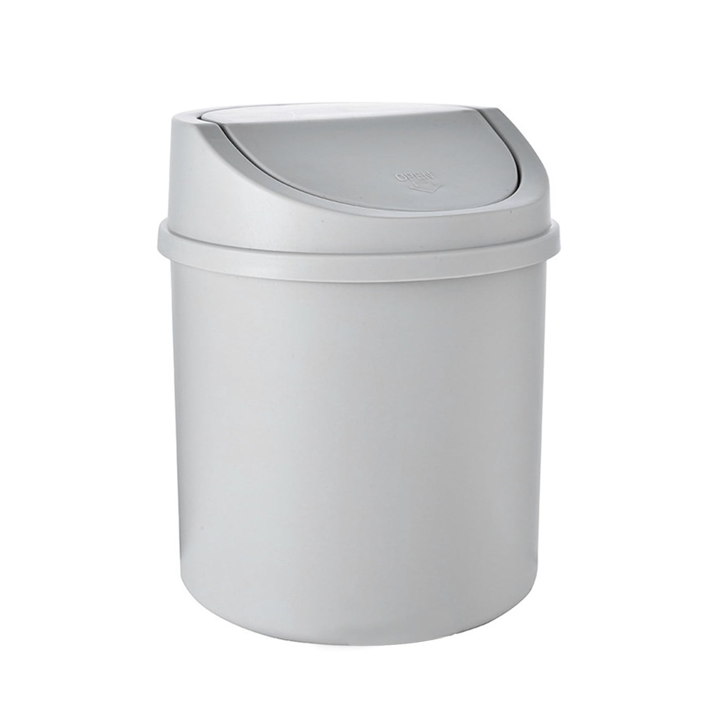 Walbest Desktop Mini Cute Trash Can with Swing Lid, Space Saving PP Plastic Cylindrical Tiny Garbage Can, Size: 6.69" x 5.12 Grey