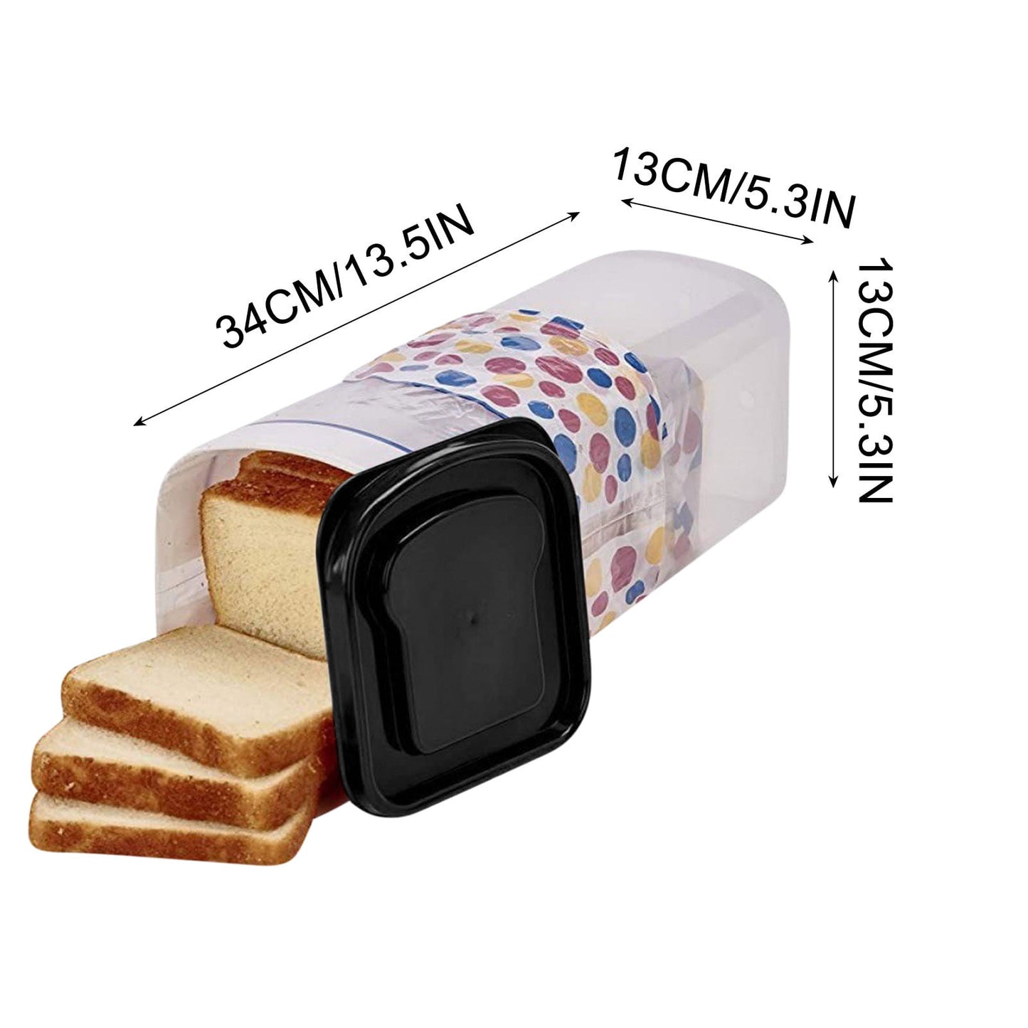 Bread Box with Airtight Lid, Bread Storage Container, Bread Loaf Storage Dispenser, Plastic Sandwich Bread Keeper, White Lid, 1 Pack A White