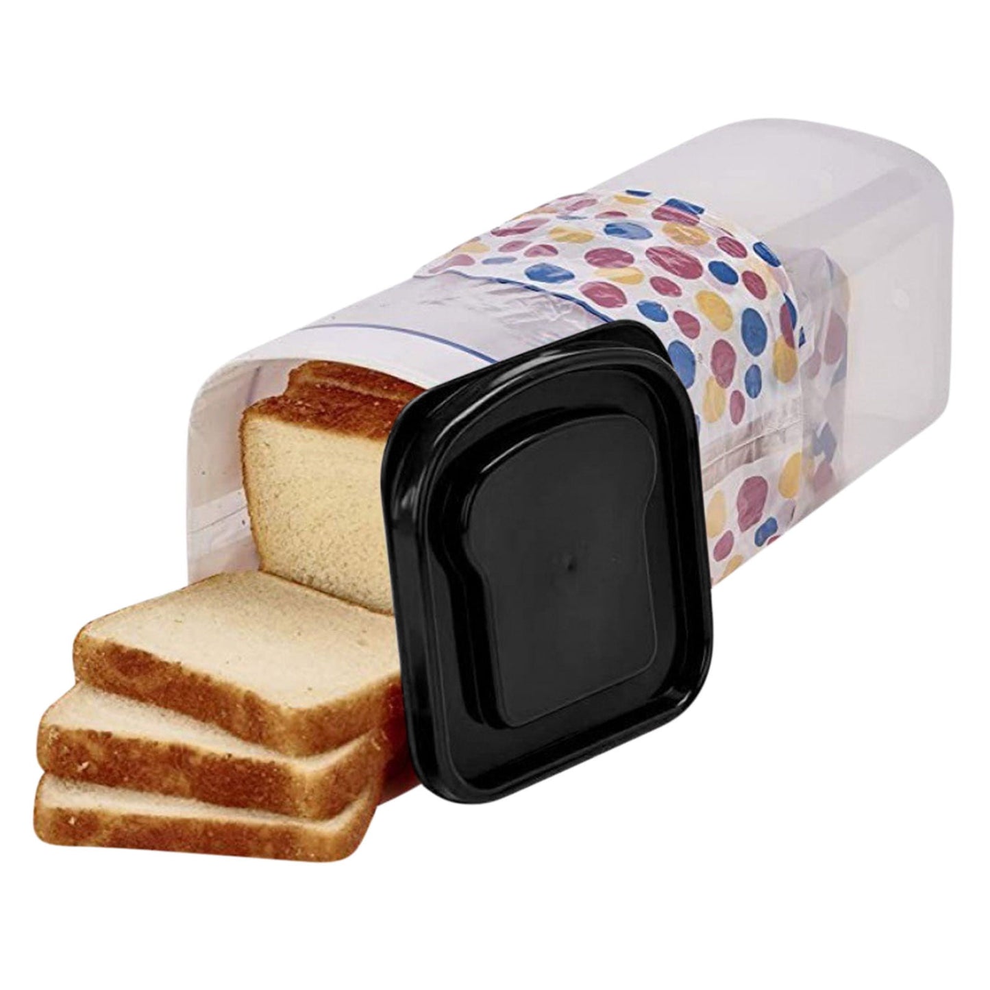 Bread Box with Airtight Lid, Bread Storage Container, Bread Loaf Storage Dispenser, Plastic Sandwich Bread Keeper, White Lid, 1 Pack A White