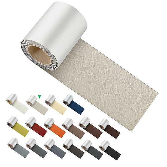 Miaochuan 3 x 60 Inch Self Adhesive Leather Repair Patch Tape, and Leather Repair Kit for Couches, Furniture, Car Seat, Boat Seat, Sofa, Upholstery, Chair, Interior(Ivory Brown) 3" x 60" Ivory