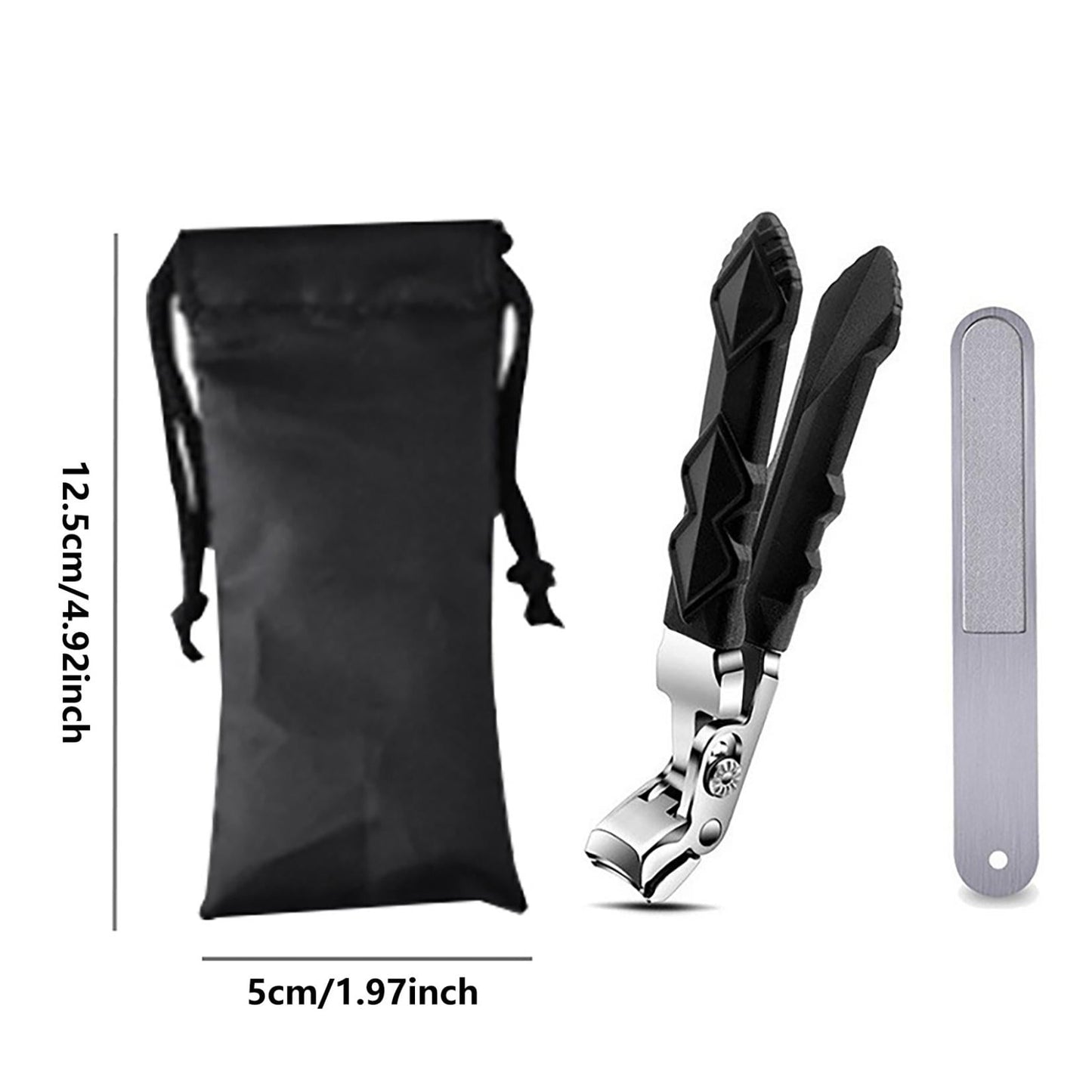 Nail Clippers, Long Handle Ergonomic Angled Head Senior Toenail Clipper, Toe Nail Clippers for Thick Nails, Ultra Sharp Stainless Nail Clipper with Catcher for Men Women 1 Nail Clipper + Nail File + Container Bag