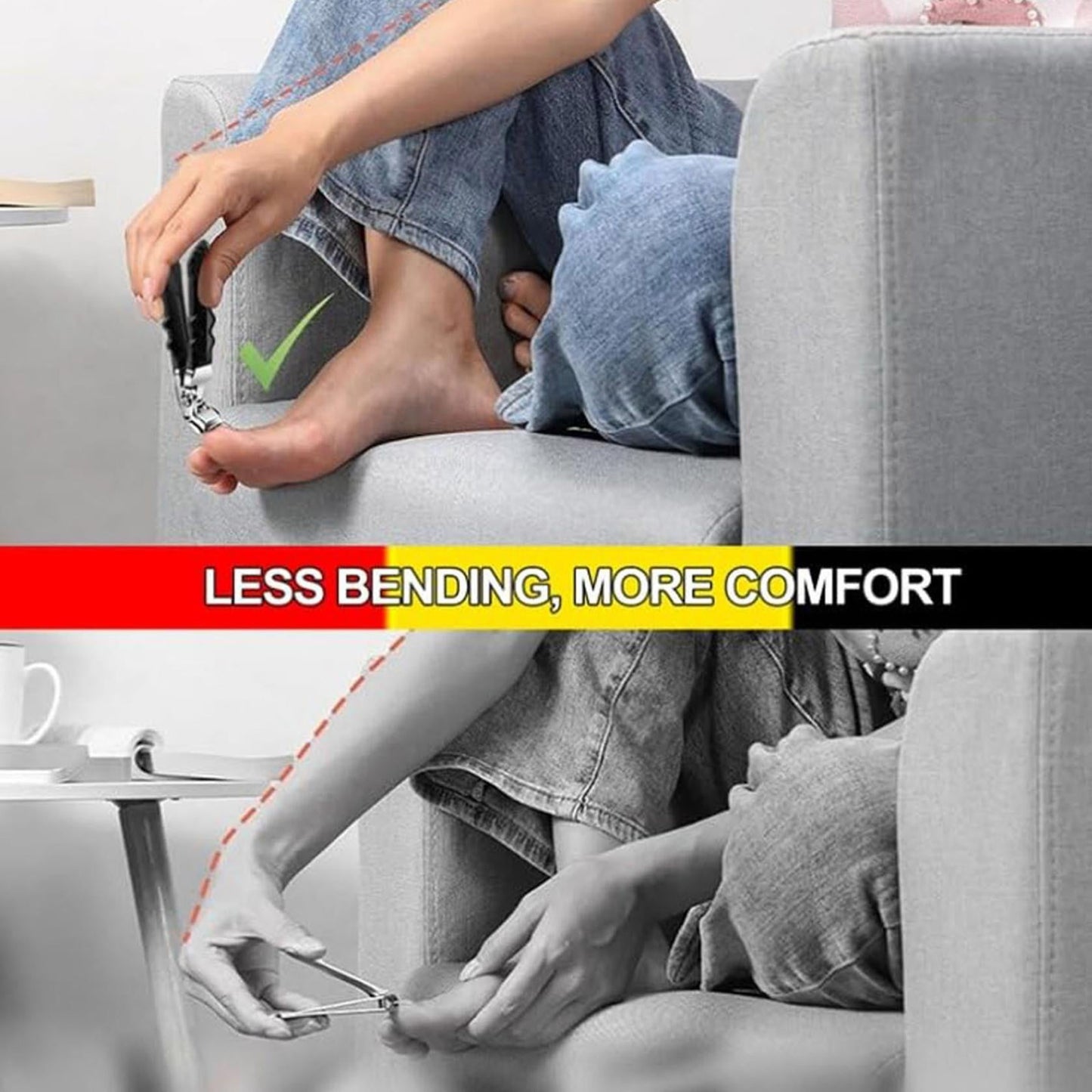 Nail Clippers, Long Handle Ergonomic Angled Head Senior Toenail Clipper, Toe Nail Clippers for Thick Nails, Ultra Sharp Stainless Nail Clipper with Catcher for Men Women 1 Nail Clipper + Nail File + Container Bag