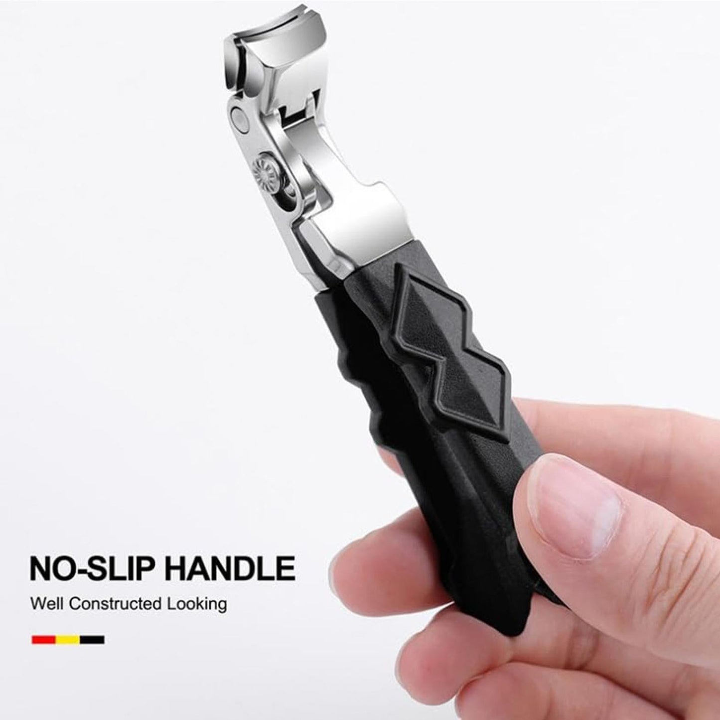 Nail Clippers, Long Handle Ergonomic Angled Head Senior Toenail Clipper, Toe Nail Clippers for Thick Nails, Ultra Sharp Stainless Nail Clipper with Catcher for Men Women 1 Nail Clipper + Nail File + Container Bag
