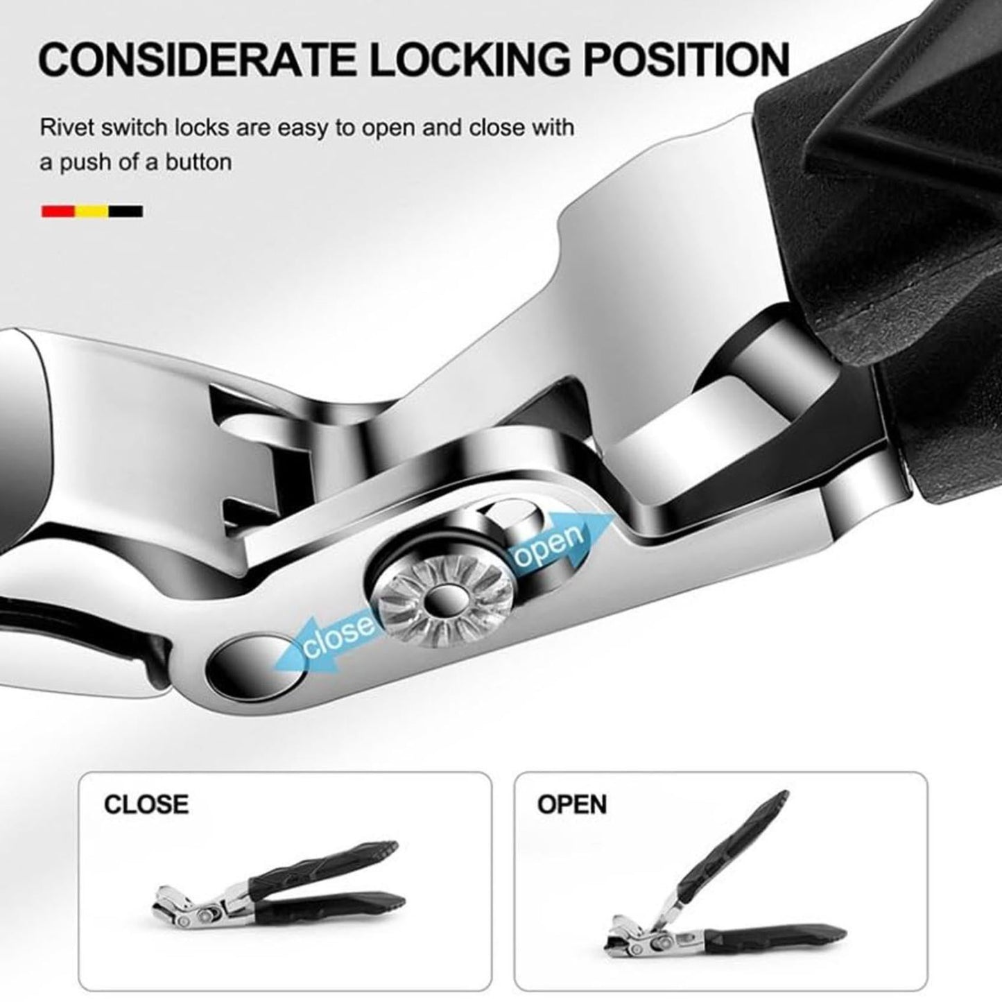 Nail Clippers, Long Handle Ergonomic Angled Head Senior Toenail Clipper, Toe Nail Clippers for Thick Nails, Ultra Sharp Stainless Nail Clipper with Catcher for Men Women 1 Nail Clipper + Nail File + Container Bag