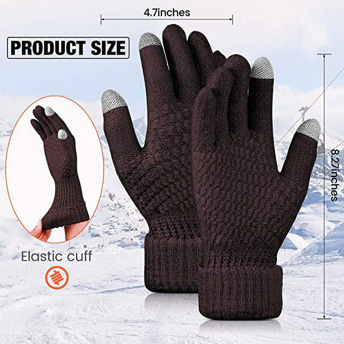 Dalrosia Women's Winter Touch Screen Gloves Warm Fleece Lined Knit Gloves Elastic Cuff Winter Texting Gloves Beige