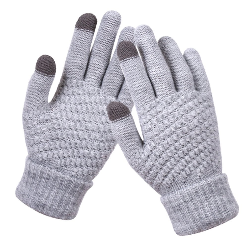 Dalrosia Women's Winter Touch Screen Gloves Warm Fleece Lined Knit Gloves Elastic Cuff Winter Texting Gloves Gray
