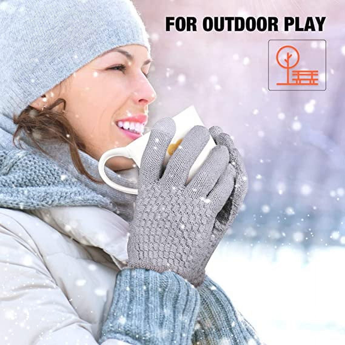 Dalrosia Women's Winter Touch Screen Gloves Warm Fleece Lined Knit Gloves Elastic Cuff Winter Texting Gloves Wine Red